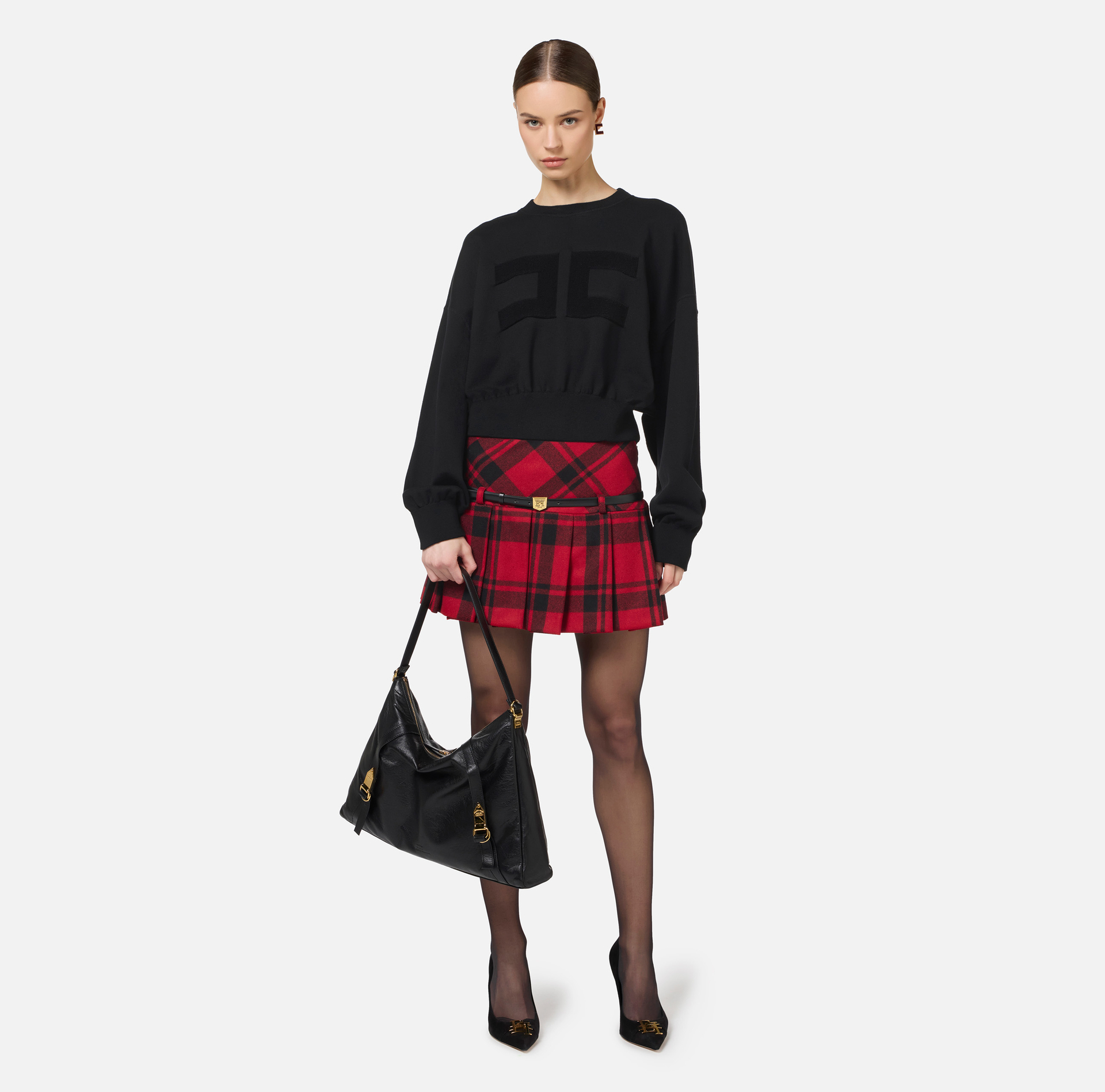 Tartan pleated miniskirt | Elisabetta Franchi® Outlet