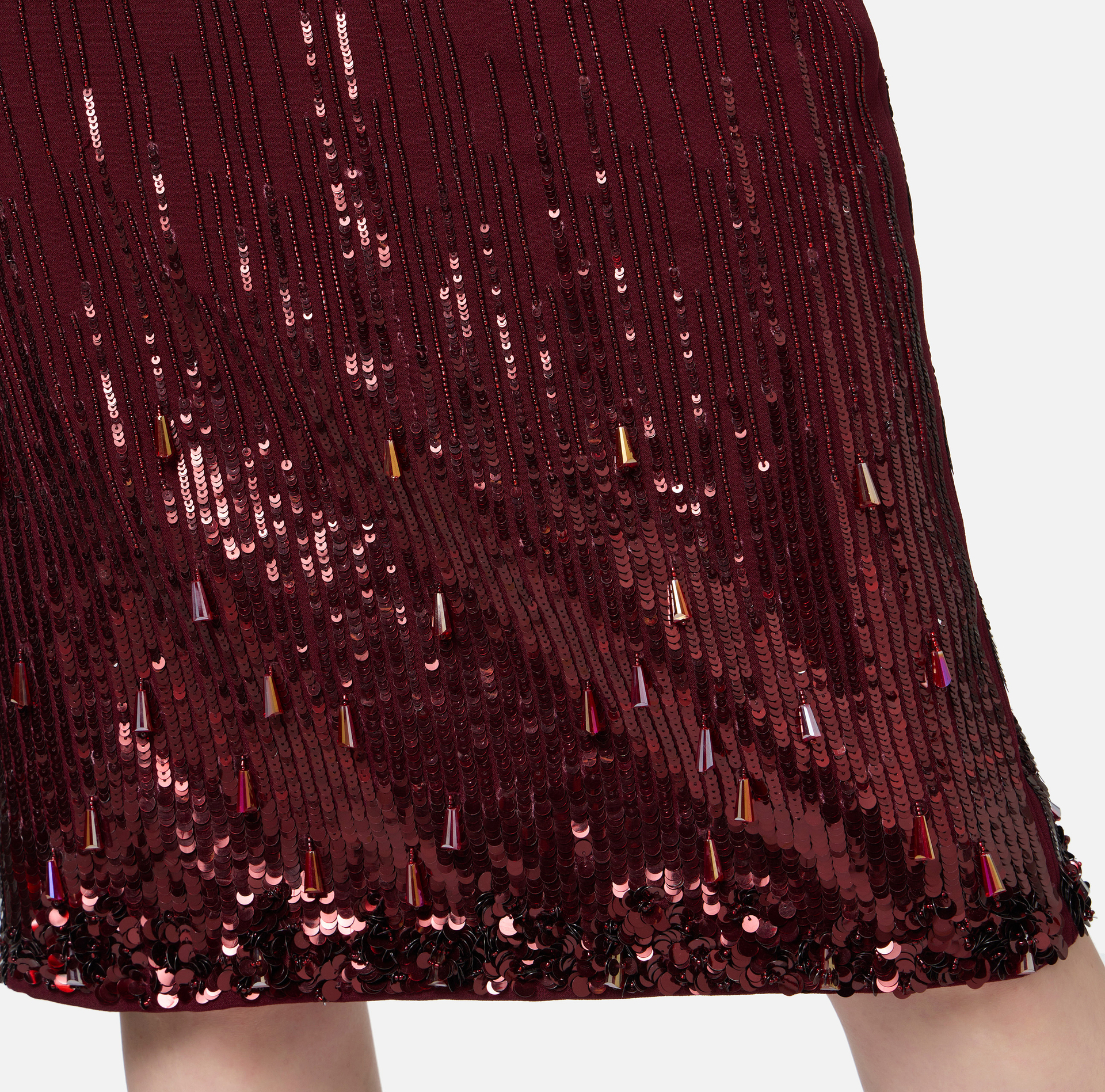 Falda midi de crepé bordado con lentejuelas - Elisabetta Franchi® Outlet