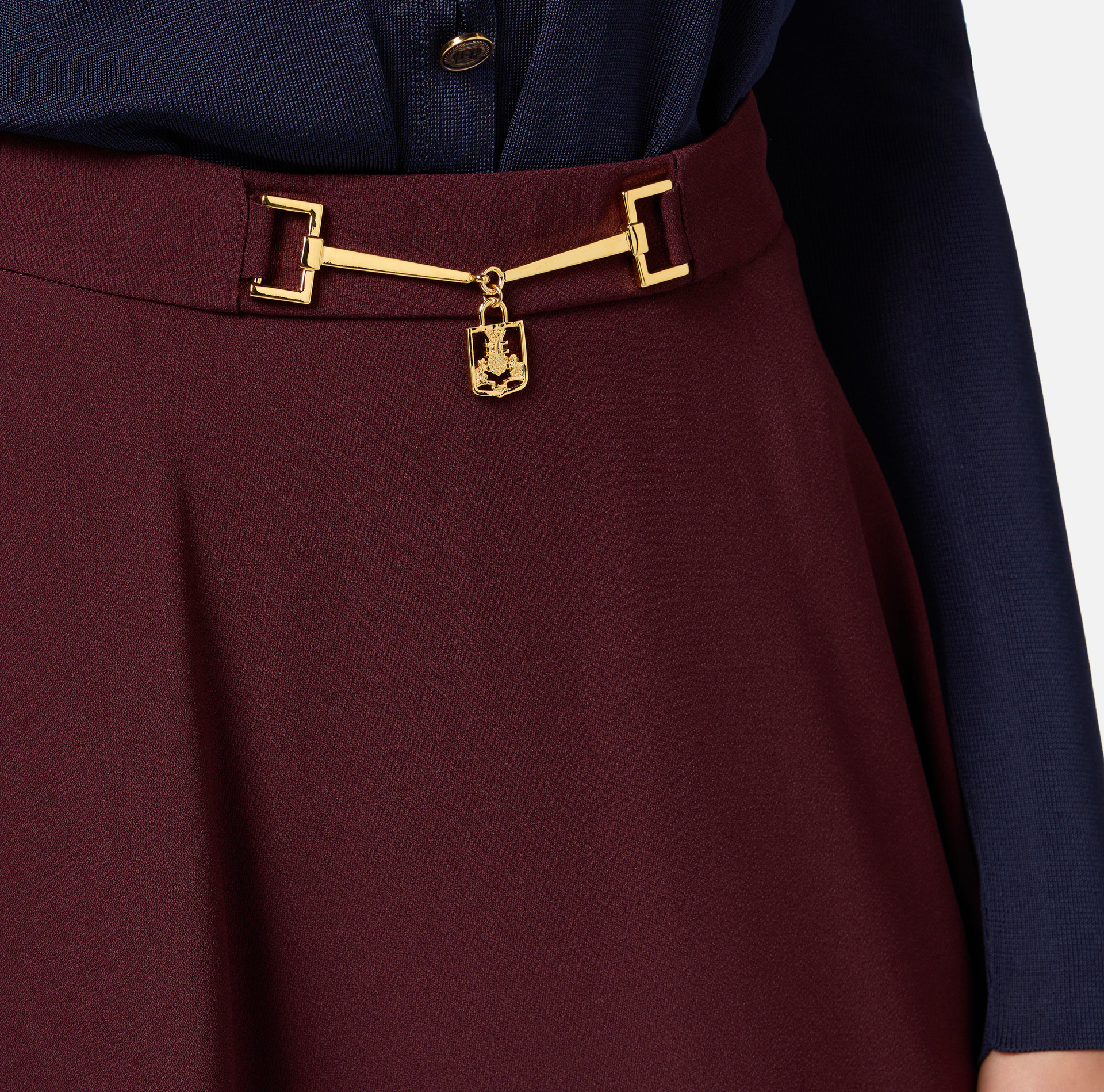Circle miniskirt in crêpe fabric with horsebit - Elisabetta Franchi® Outlet