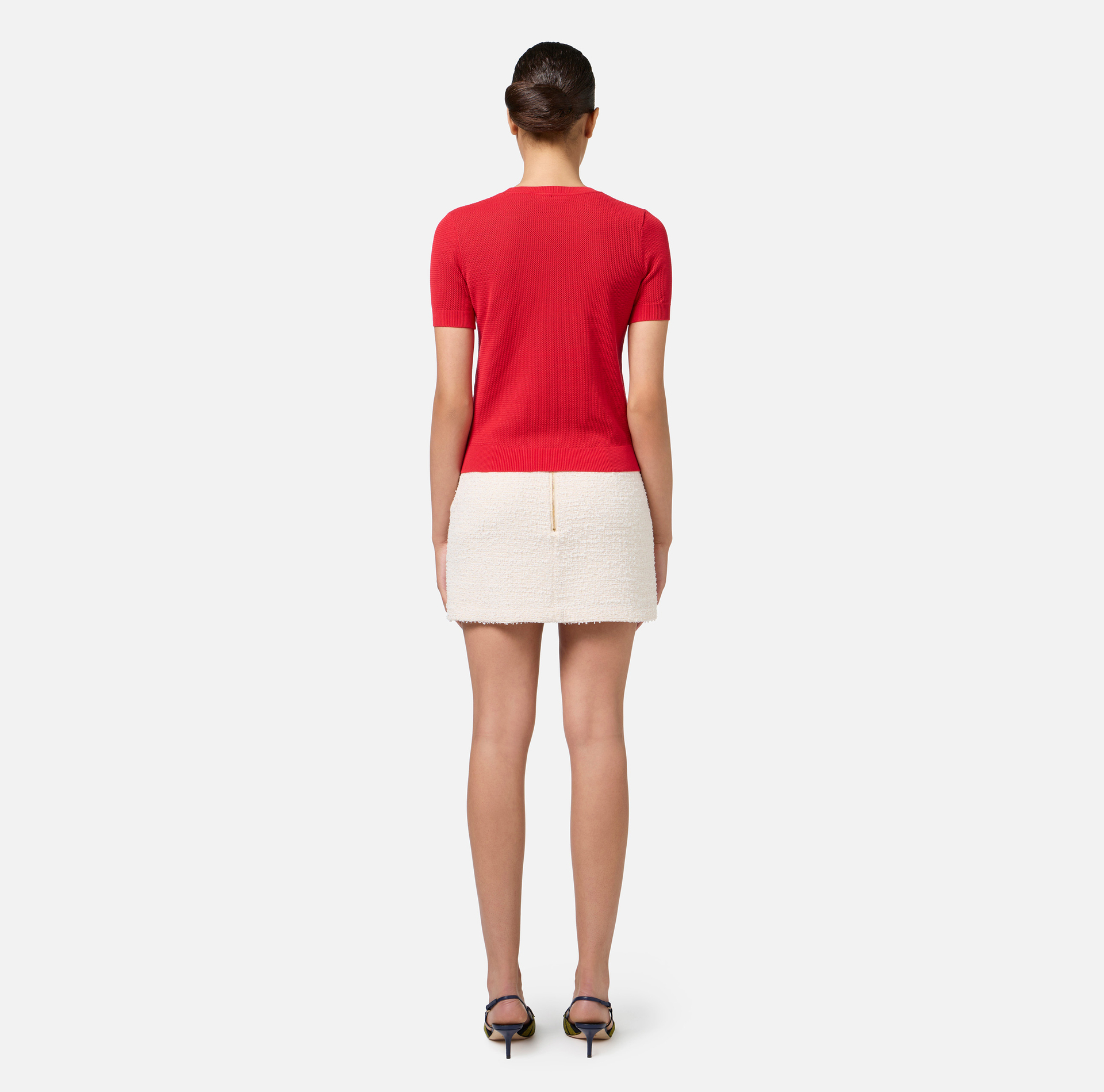 Tweed miniskirt with pockets - Elisabetta Franchi® Outlet
