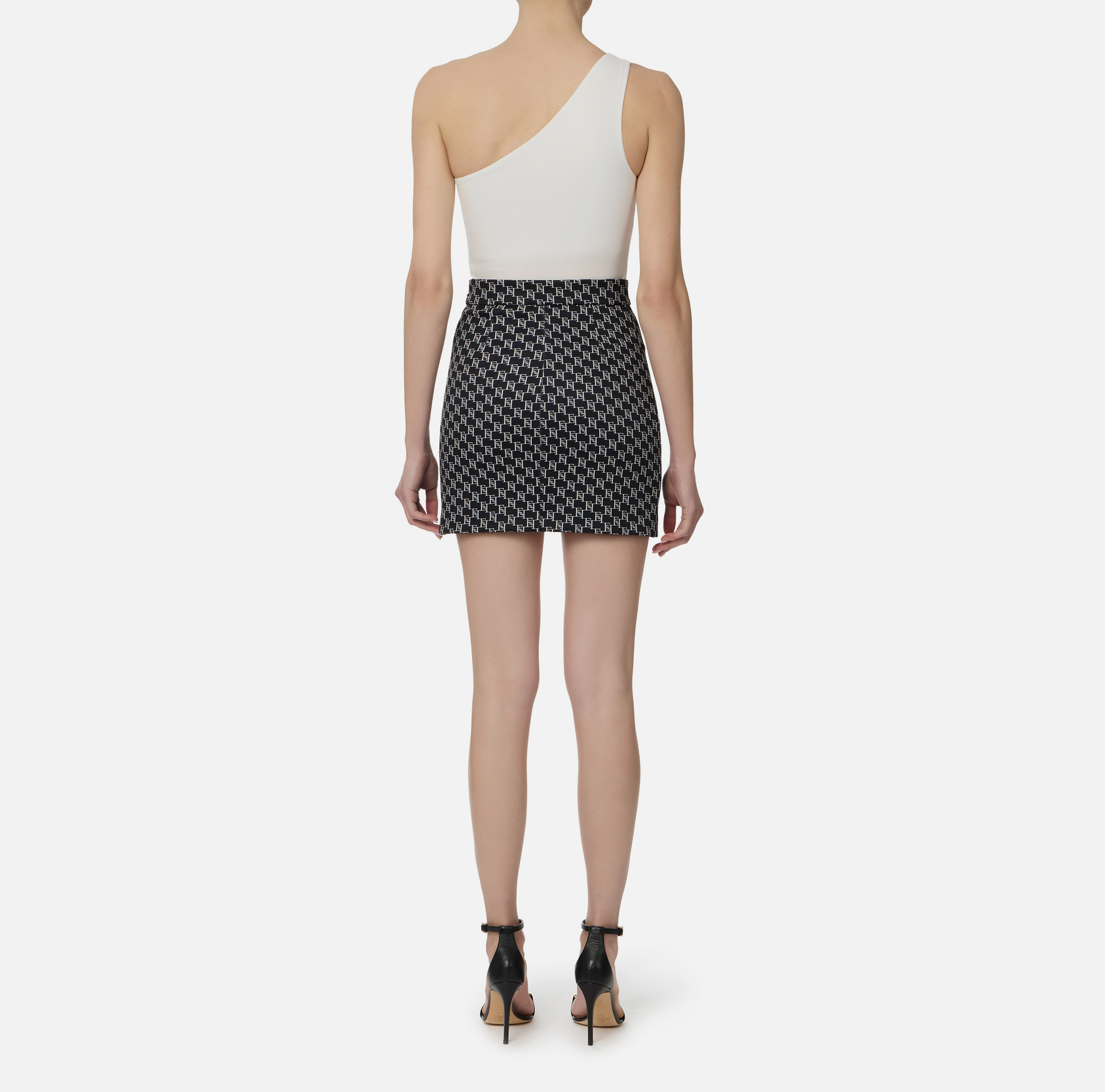 Minigonna in crêpe con logo - Elisabetta Franchi® Outlet