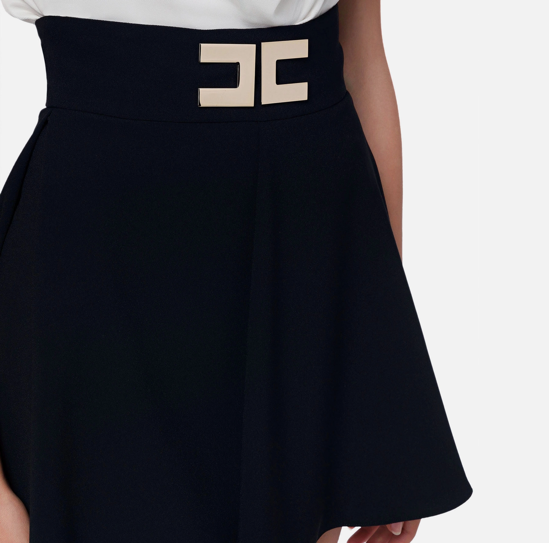 Miniskirt with logo - Elisabetta Franchi® Outlet