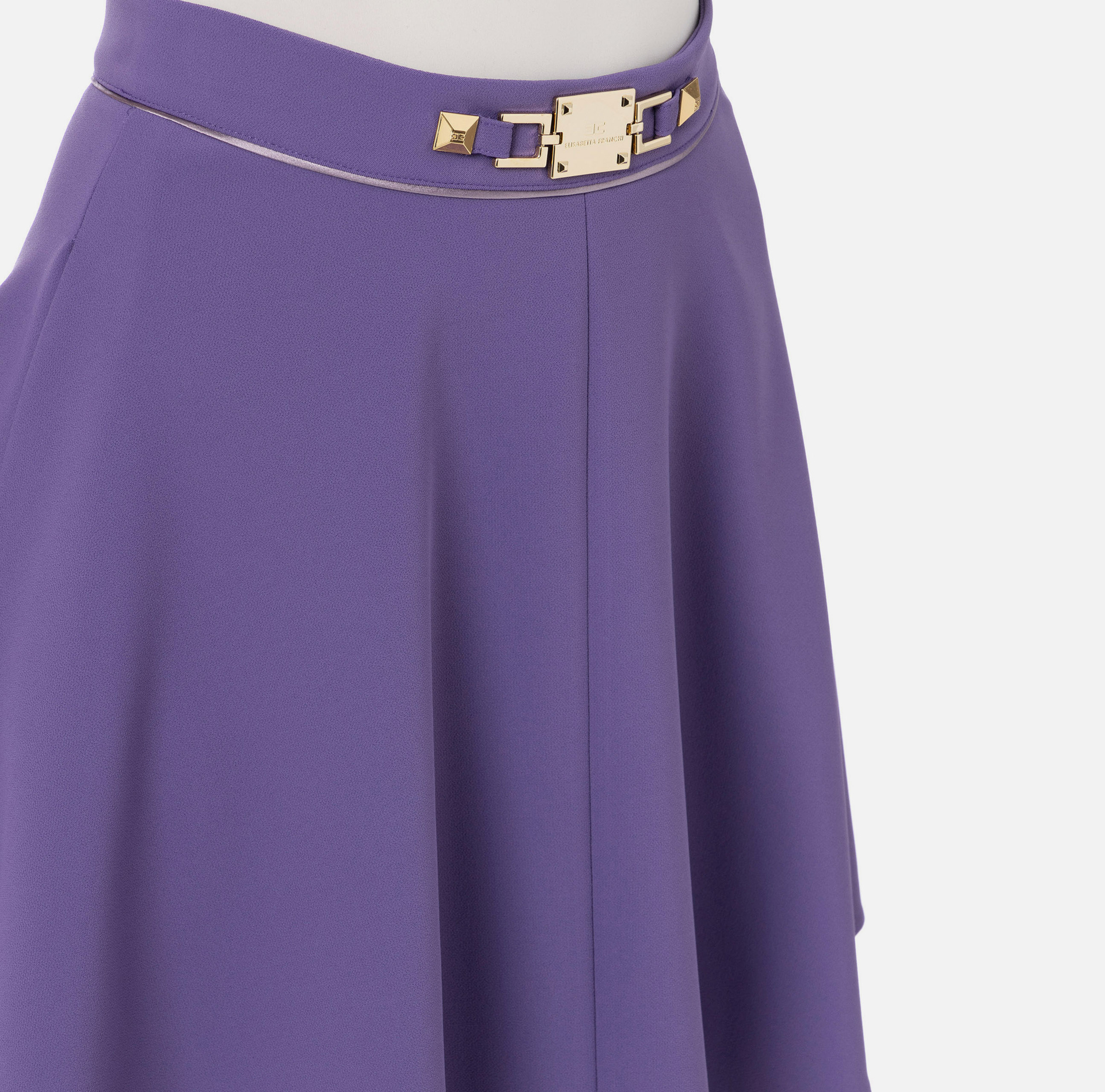 Circle skirt with logoed plaque | Elisabetta Franchi® Outlet