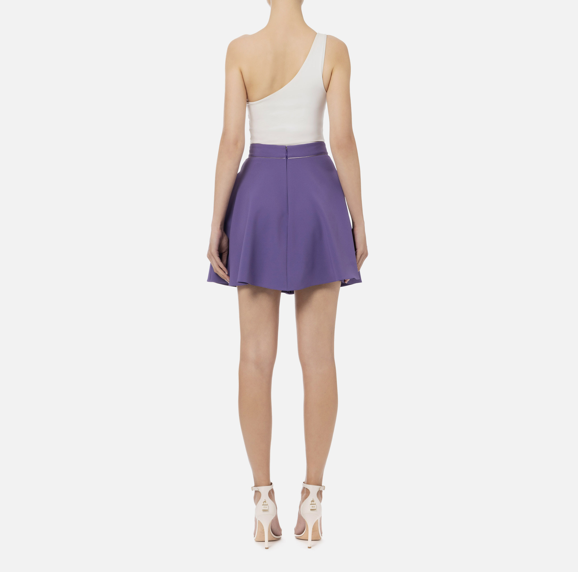 Circle skirt with logoed plaque | Elisabetta Franchi® Outlet