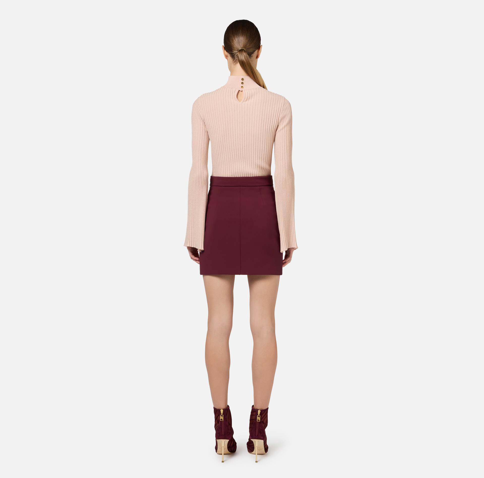 Stretch crêpe miniskirt with belt | Elisabetta Franchi® Outlet