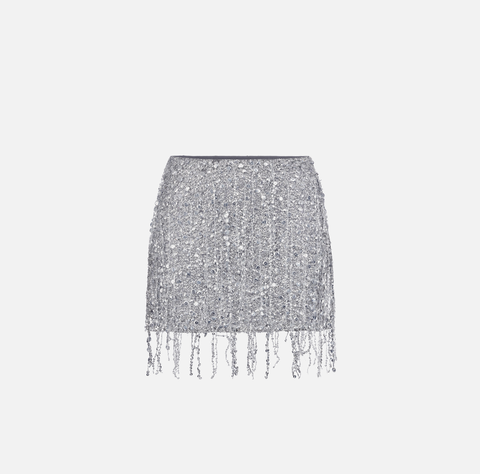 Miniskirt embroidered with sequin fringes - Elisabetta Franchi® Outlet
