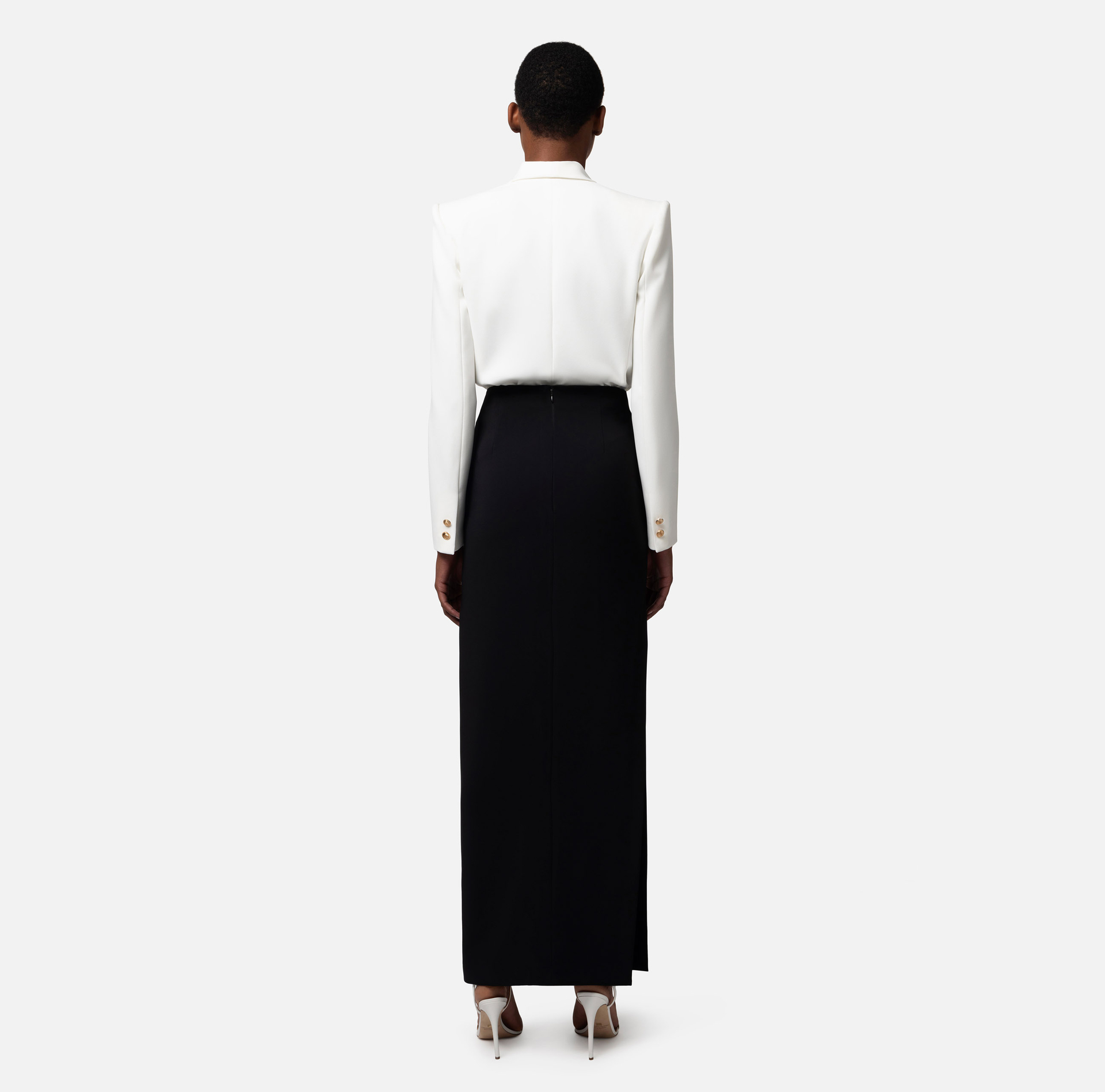 Crêpe bodysuit-style jacket with shawl lapel - Elisabetta Franchi® Outlet