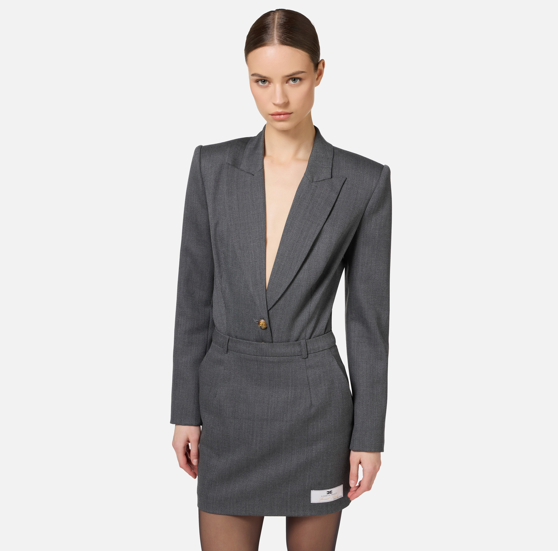Bodysuit-style jacket in cool wool - Elisabetta Franchi® Outlet