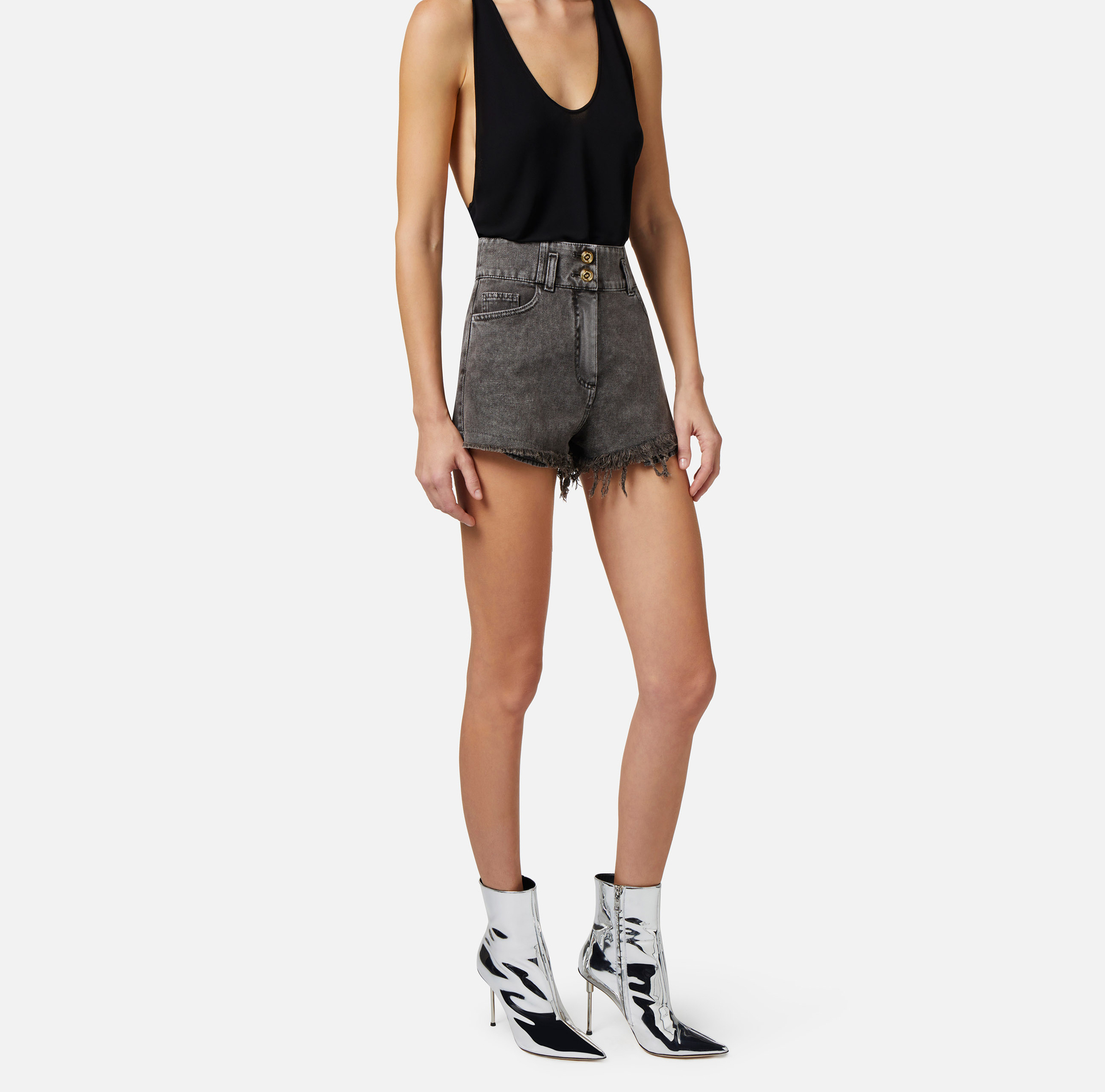 Frayed denim shorts - Elisabetta Franchi® Outlet