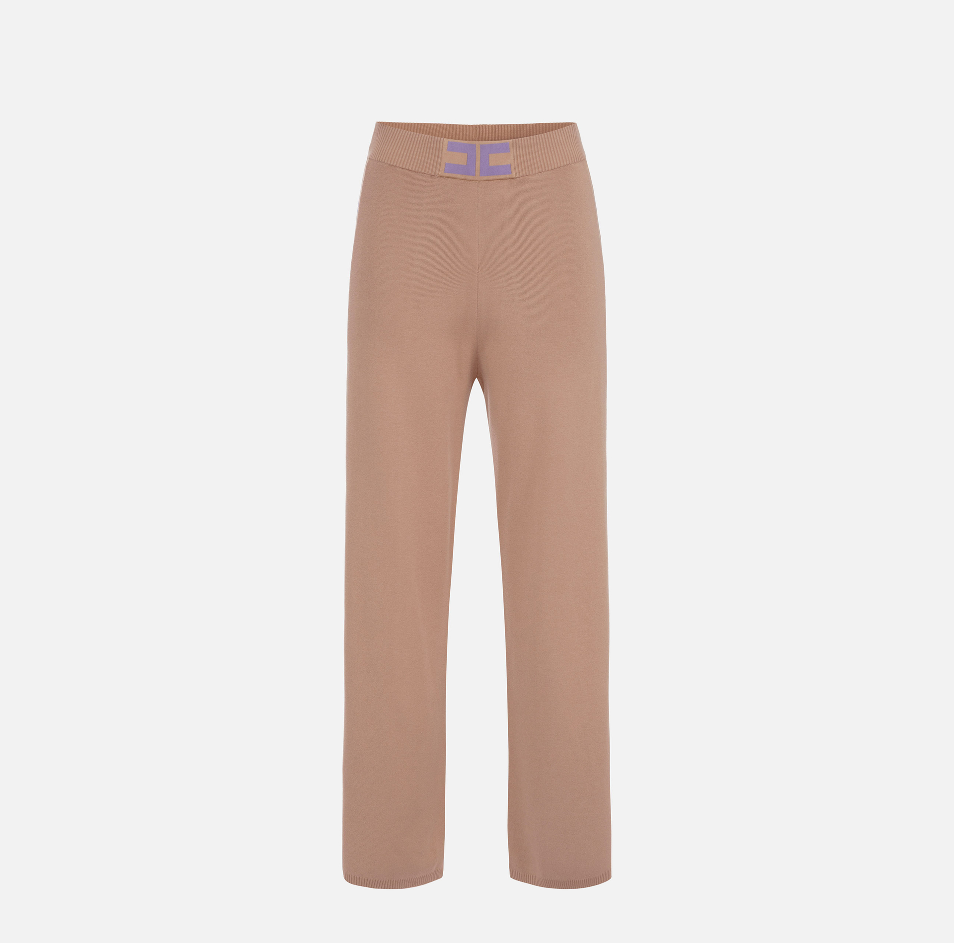Viscose palazzo trousers with logoed bands - Elisabetta Franchi® Outlet