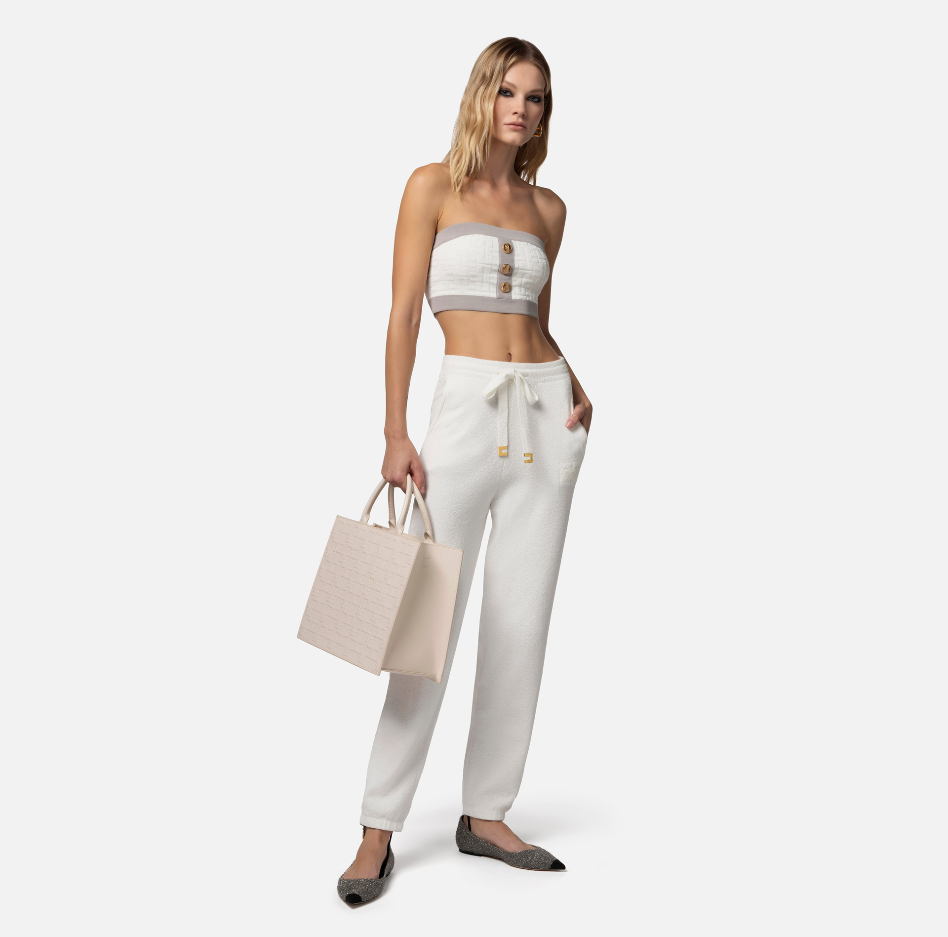 Cotton jogger trousers - Elisabetta Franchi® Outlet