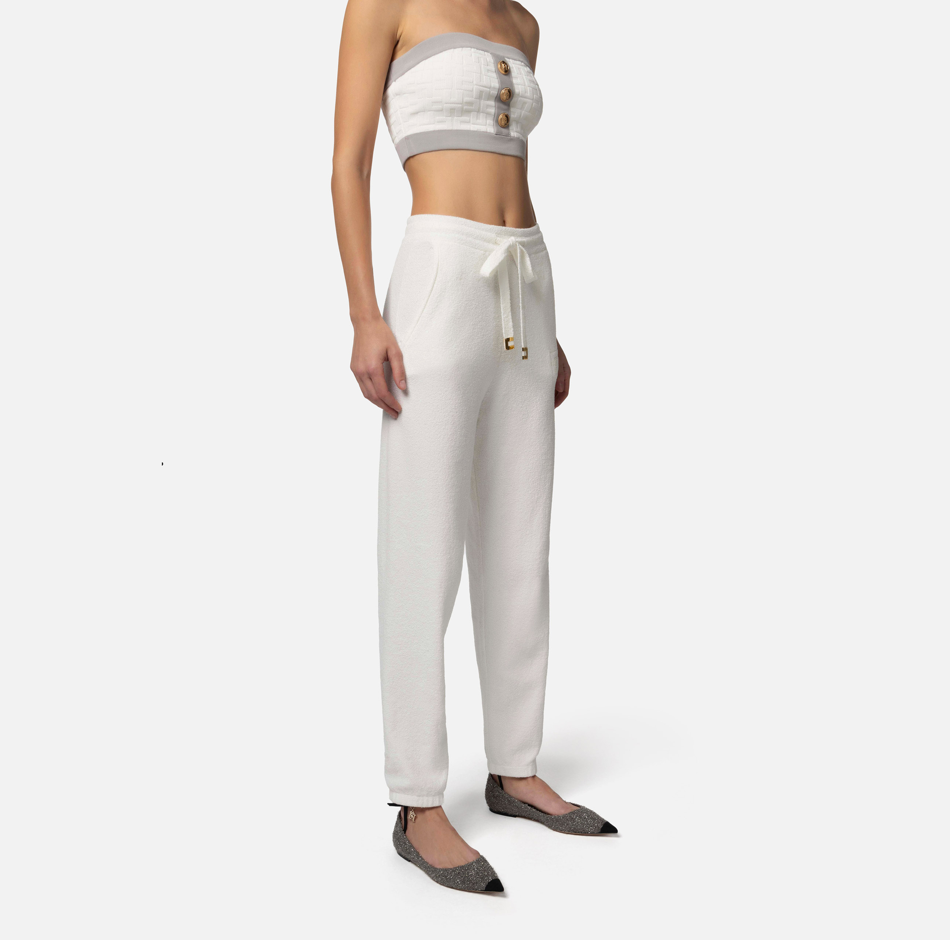 Cotton jogger trousers - Elisabetta Franchi® Outlet