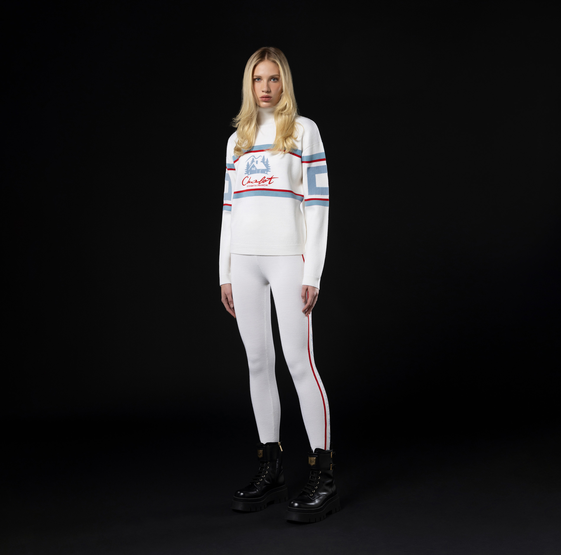 Pantalon en laine technique avec lettrage | Elisabetta Franchi® Outlet