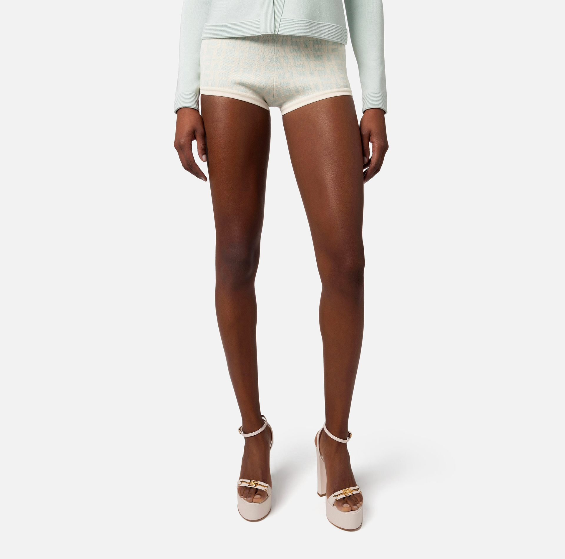 Short logo jacquard sur toute la surface - Elisabetta Franchi® Outlet