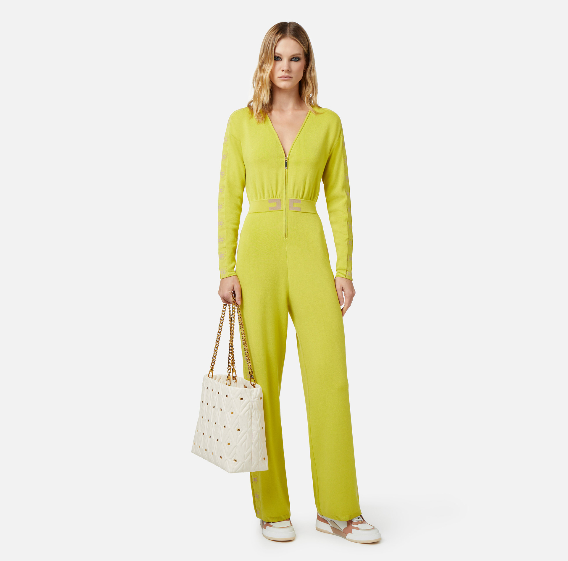 Combinaison en coton avec bandes logotées - Elisabetta Franchi® Outlet