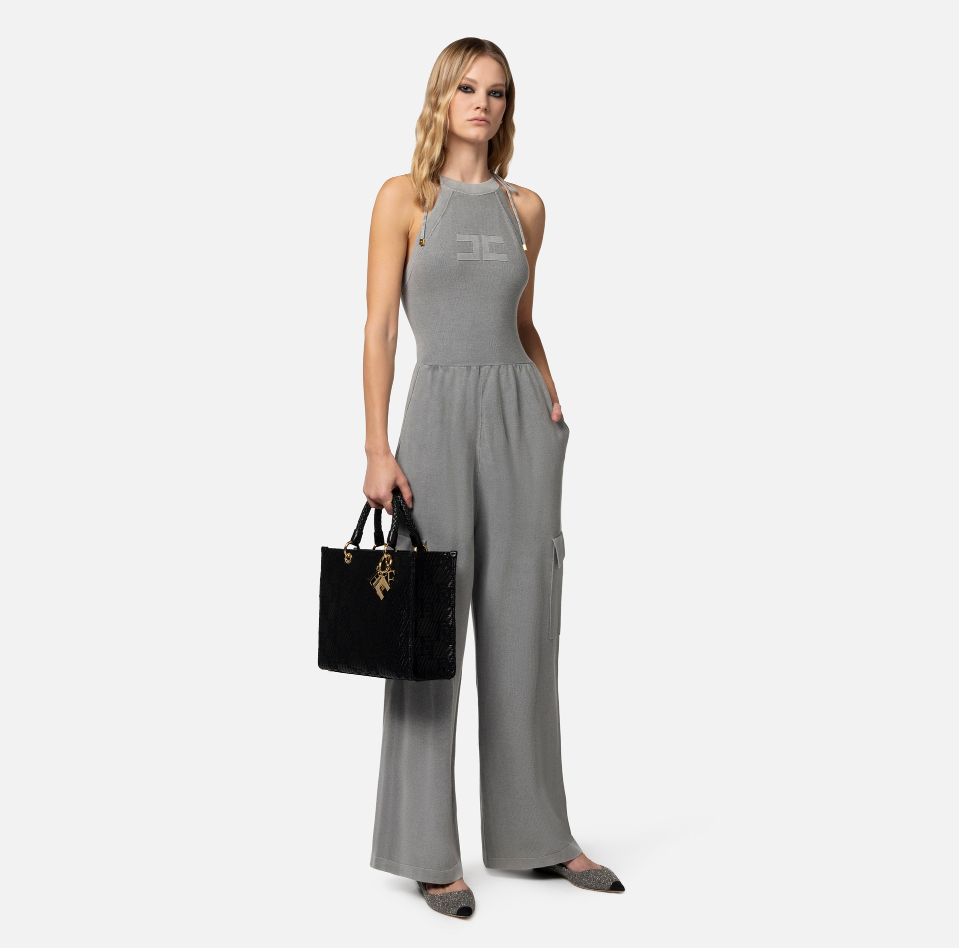 Cotton stone wash jumpsuit - Elisabetta Franchi® Outlet