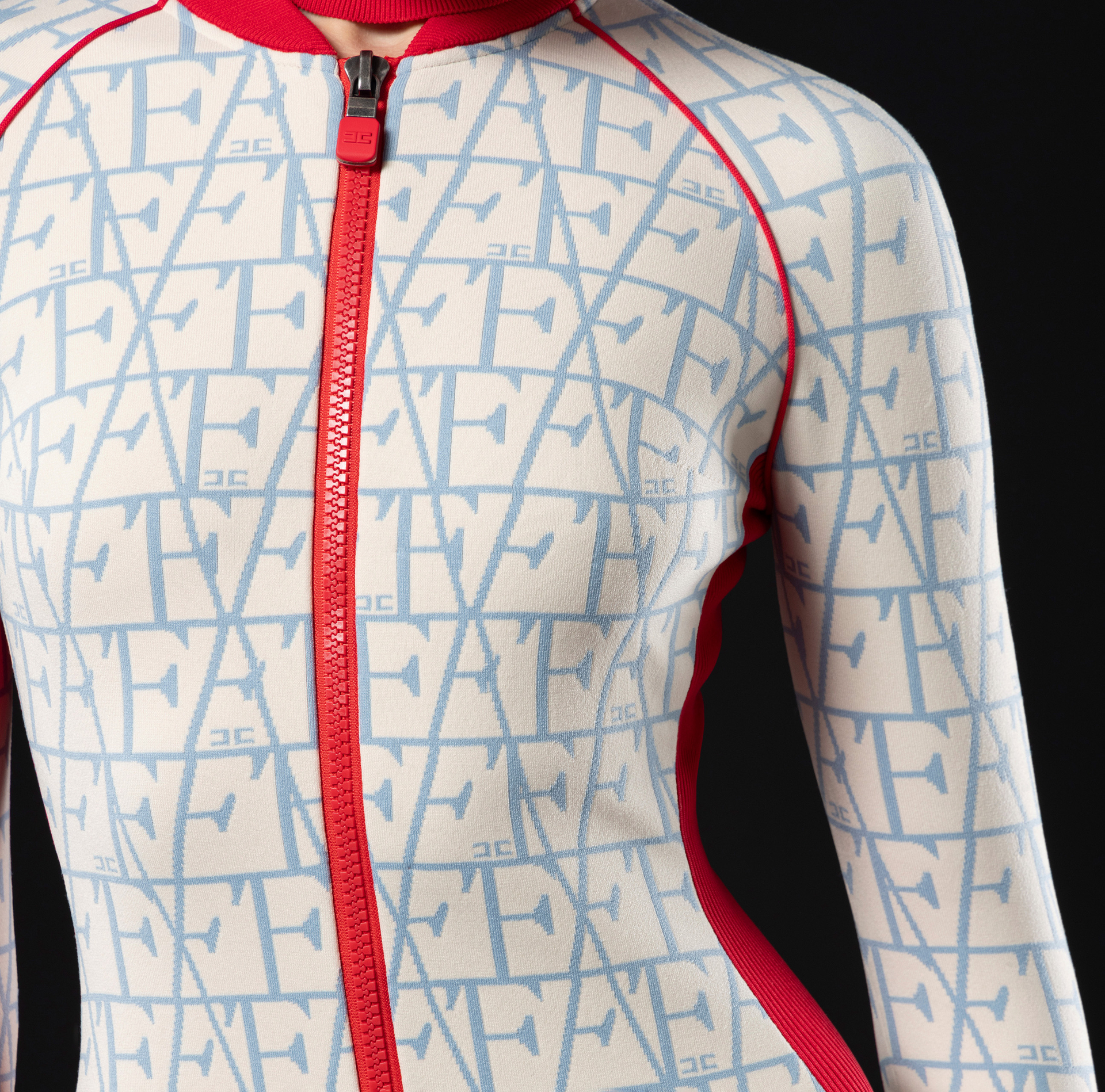 Technical wool jumpsuit with lettering print | Elisabetta Franchi® Outlet