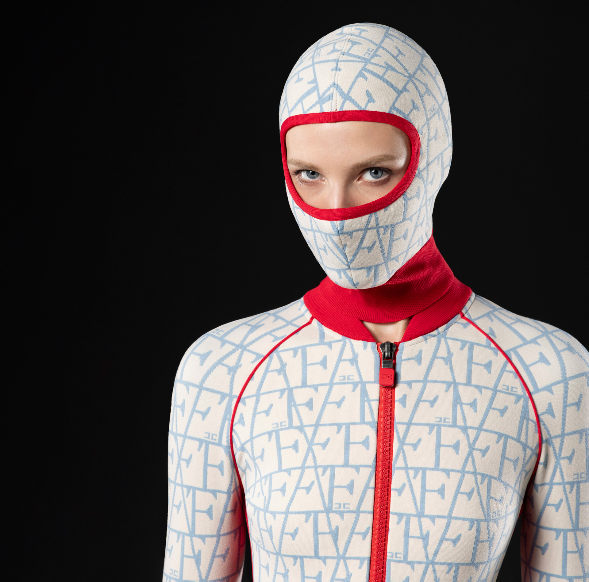 Technical wool jumpsuit with lettering print | Elisabetta Franchi® Outlet