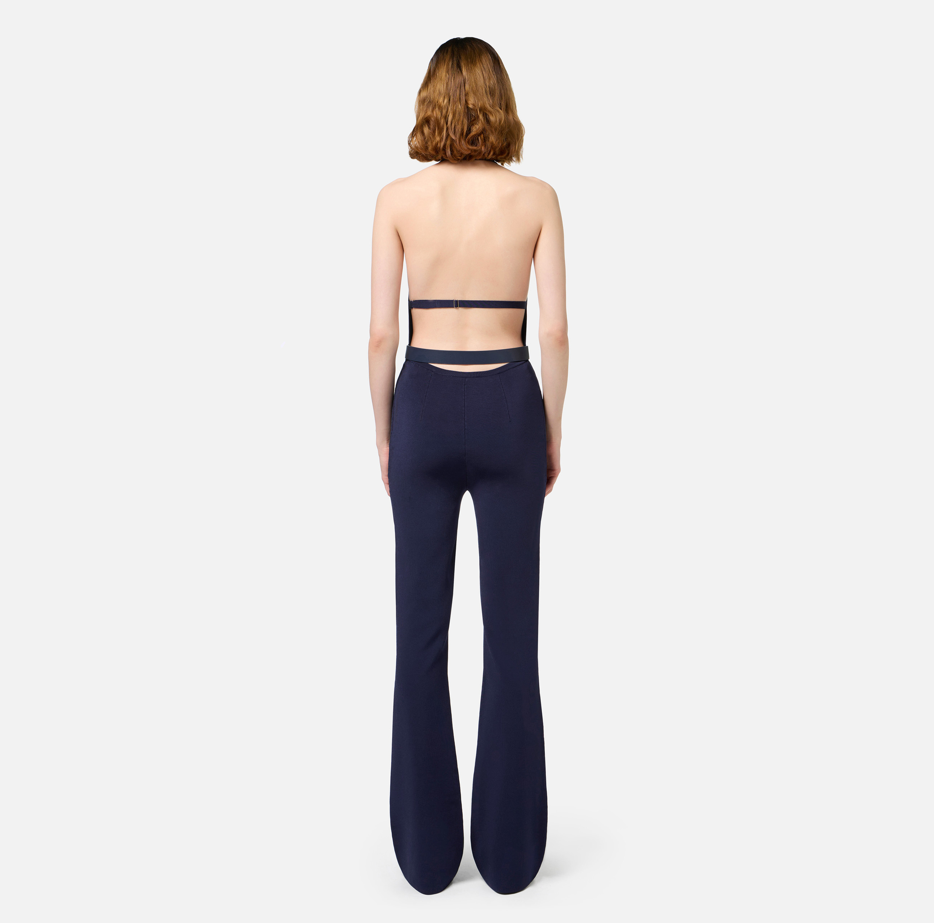 Tuta in viscosa lucida con cintura - Elisabetta Franchi® Outlet