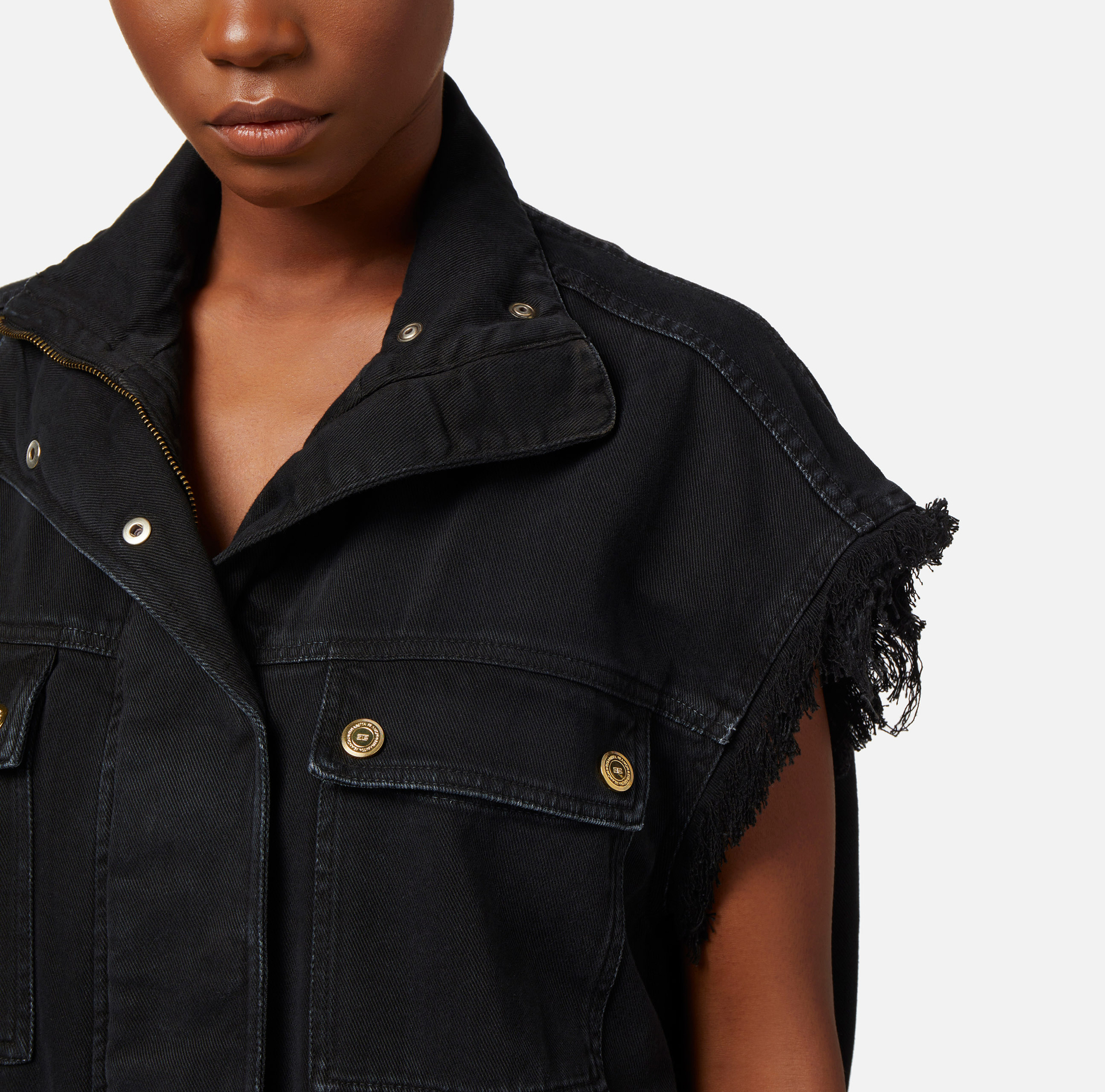 Utility denim waistcoat - Elisabetta Franchi® Outlet