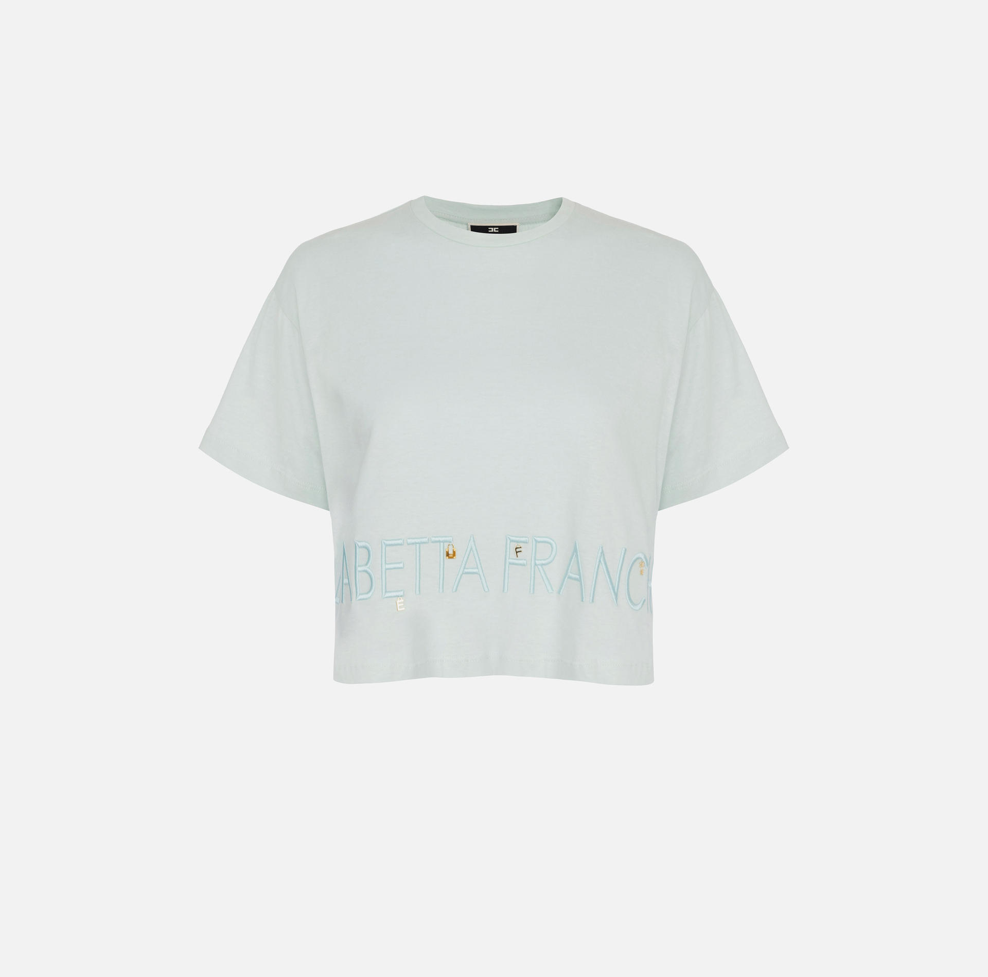 Jersey t-shirt with logo and charms - Elisabetta Franchi® Outlet