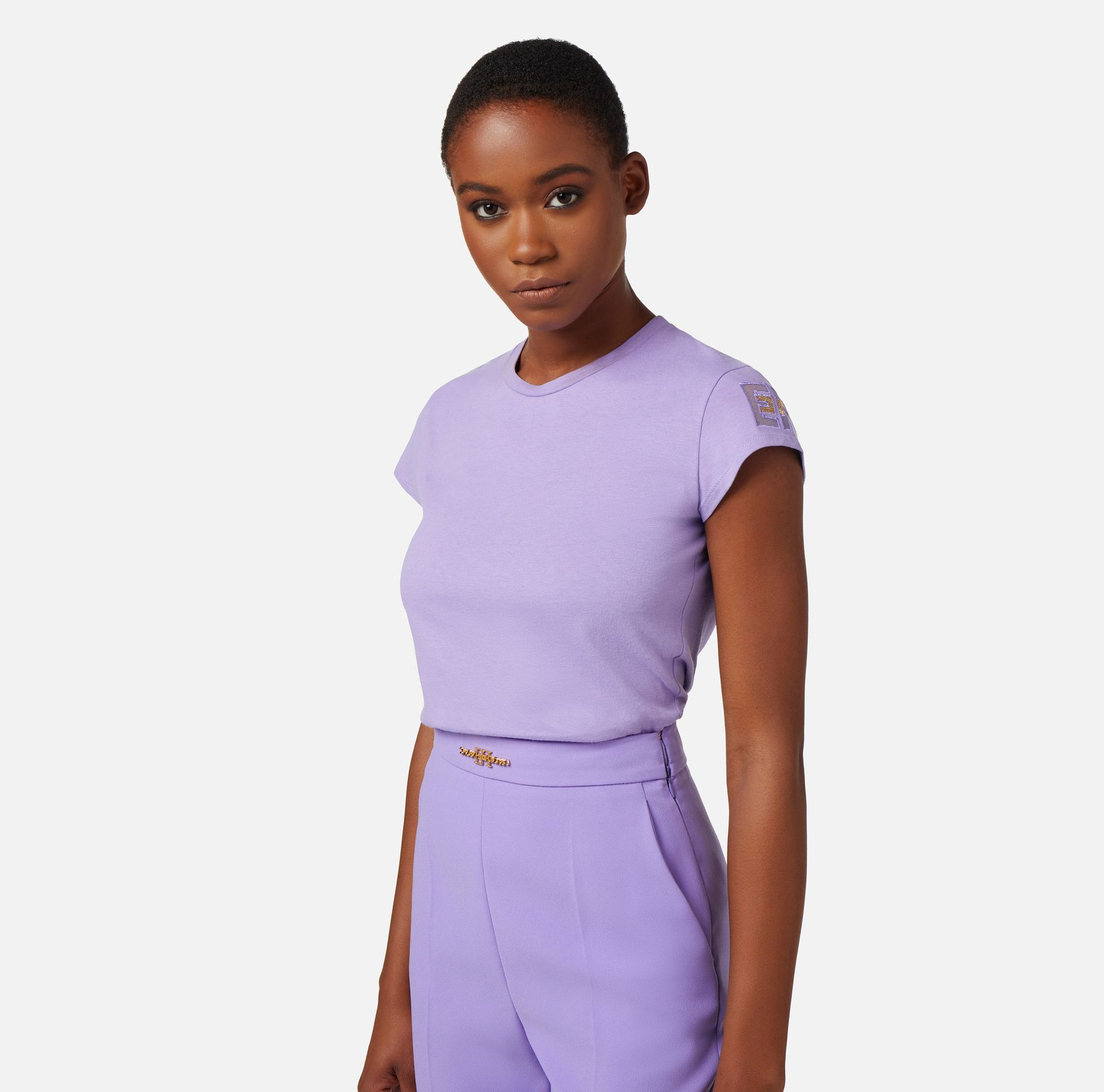 Jersey t-shirt with embroidery - Elisabetta Franchi® Outlet