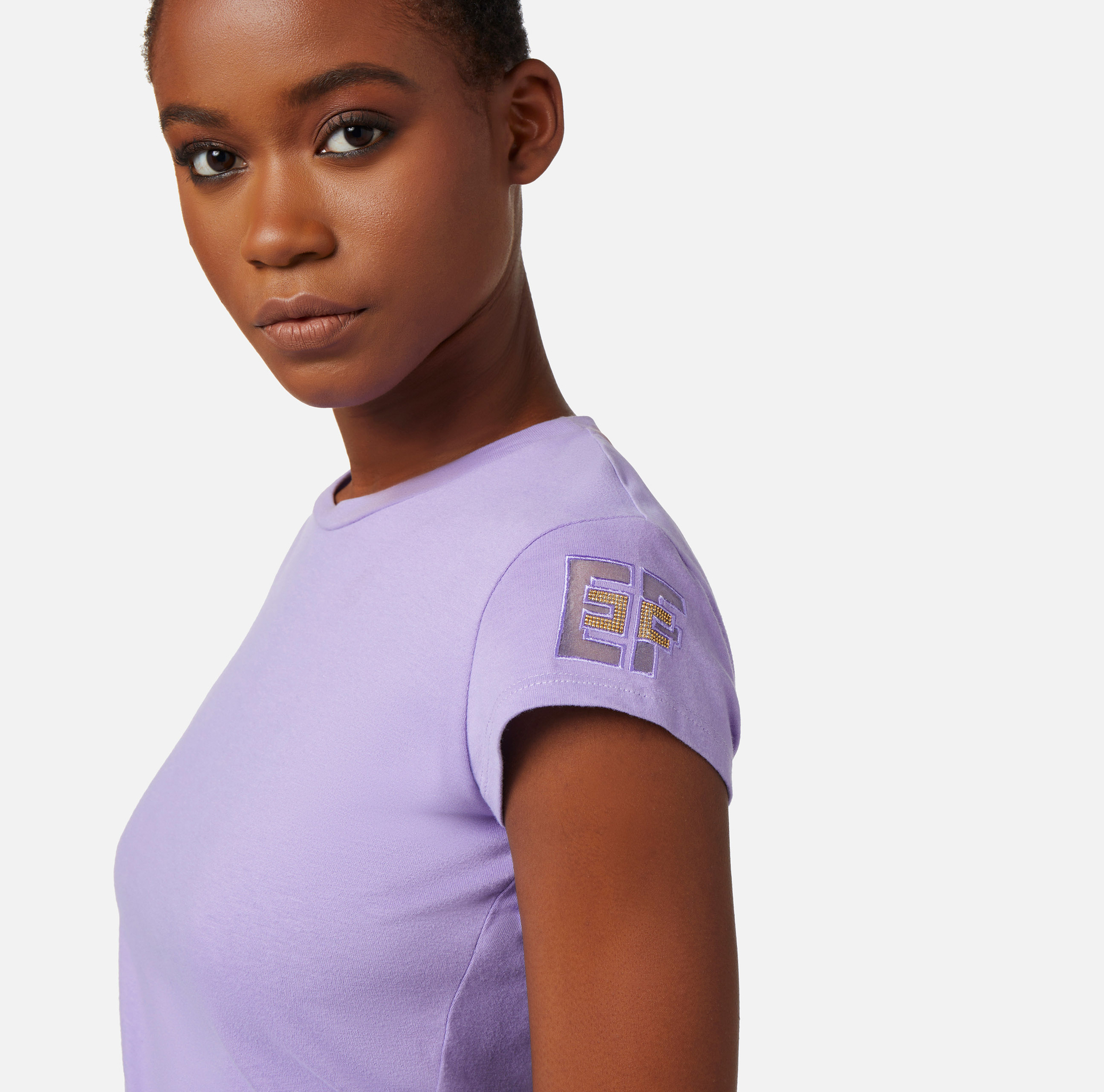 Jersey t-shirt with embroidery - Elisabetta Franchi® Outlet