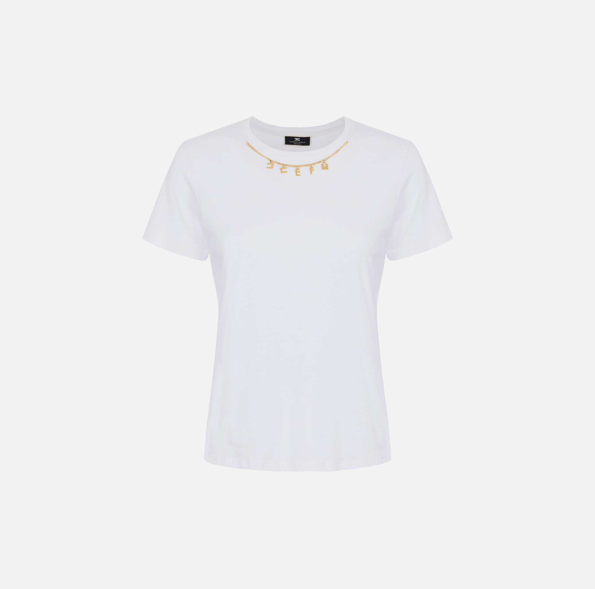 Jersey t-shirt with charm accessory - Elisabetta Franchi® Outlet