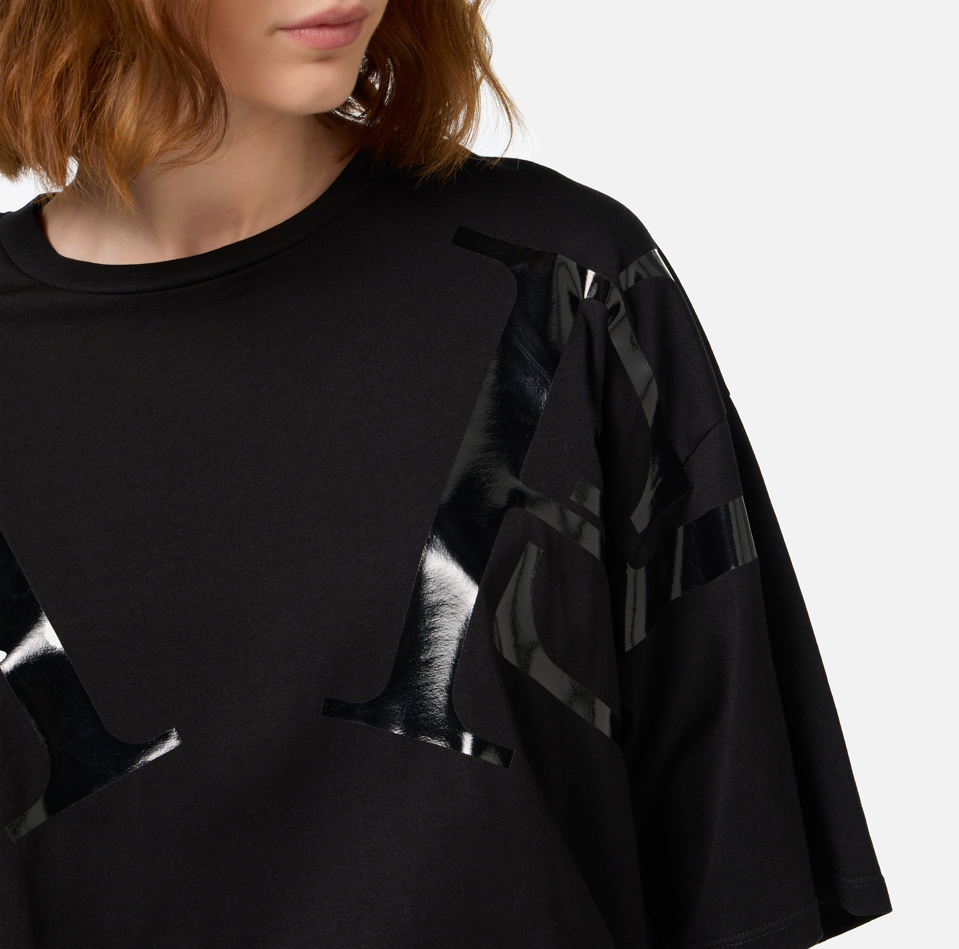 T-shirt in jersey con maxi logo sulle maniche - Elisabetta Franchi® Outlet