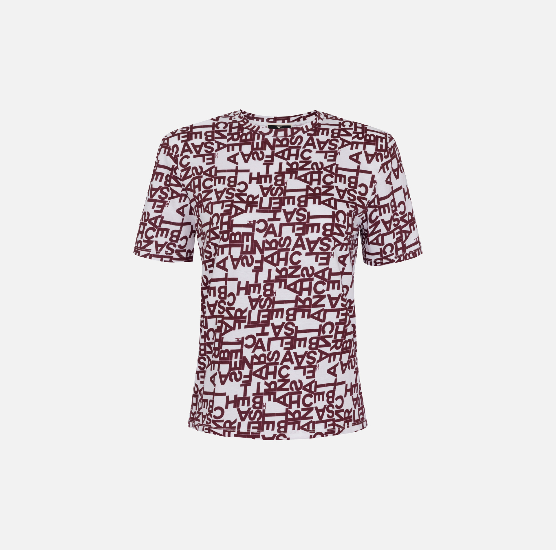 Jersey T-shirt with small lettering - Elisabetta Franchi® Outlet