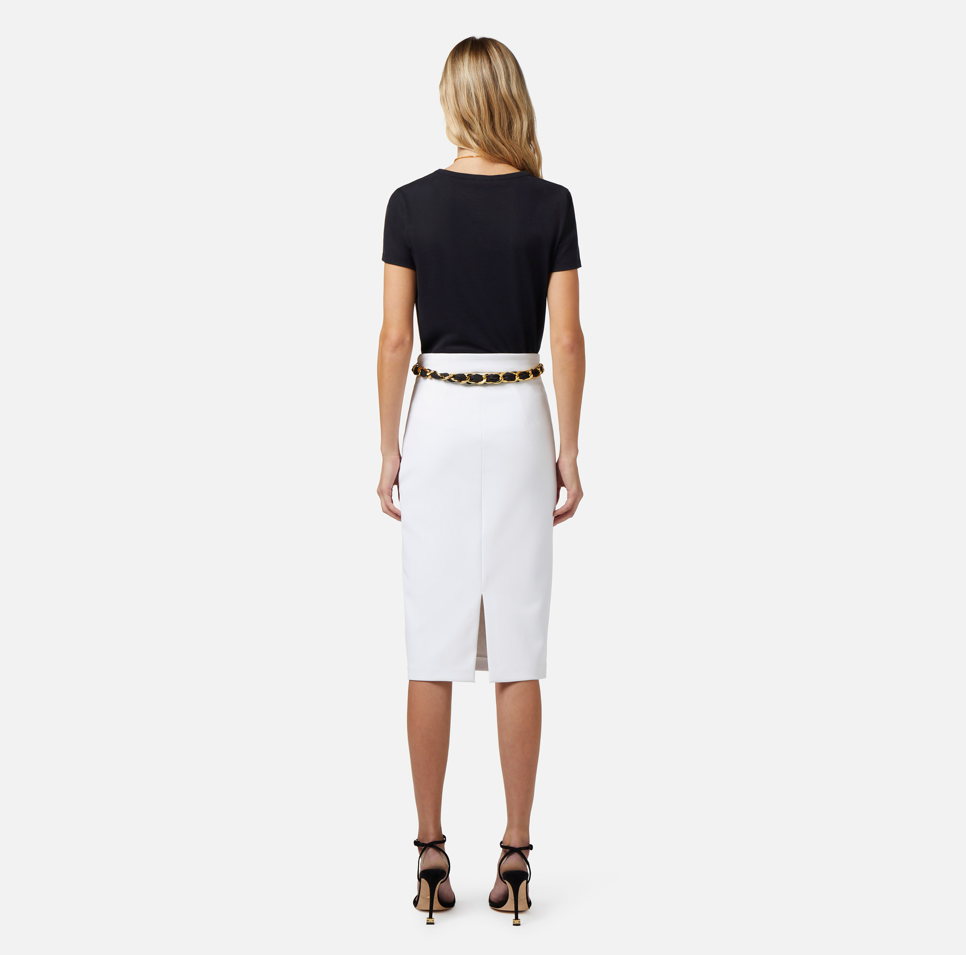 Jersey T-shirt with cut-out and necklace - Elisabetta Franchi® Outlet