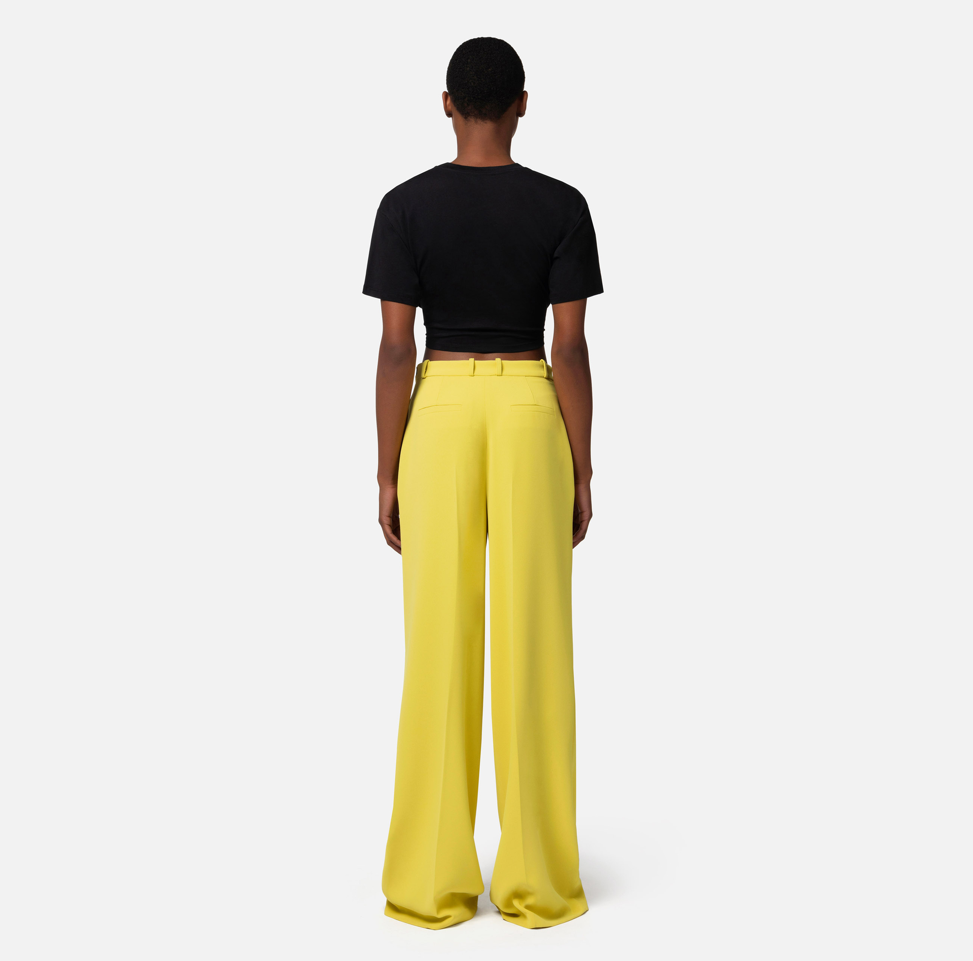 Cropped jersey T-shirt with knot and print - Elisabetta Franchi® Outlet