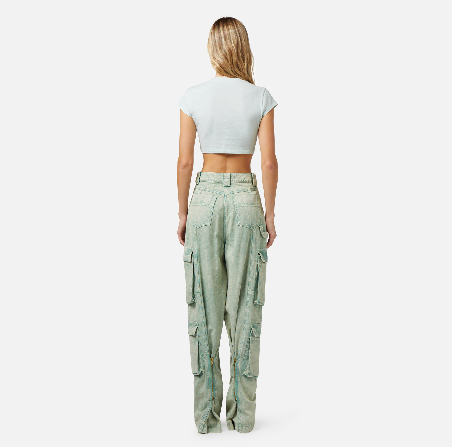 Cropped-T-Shirt aus Jersey mit Knoten - Elisabetta Franchi® Outlet