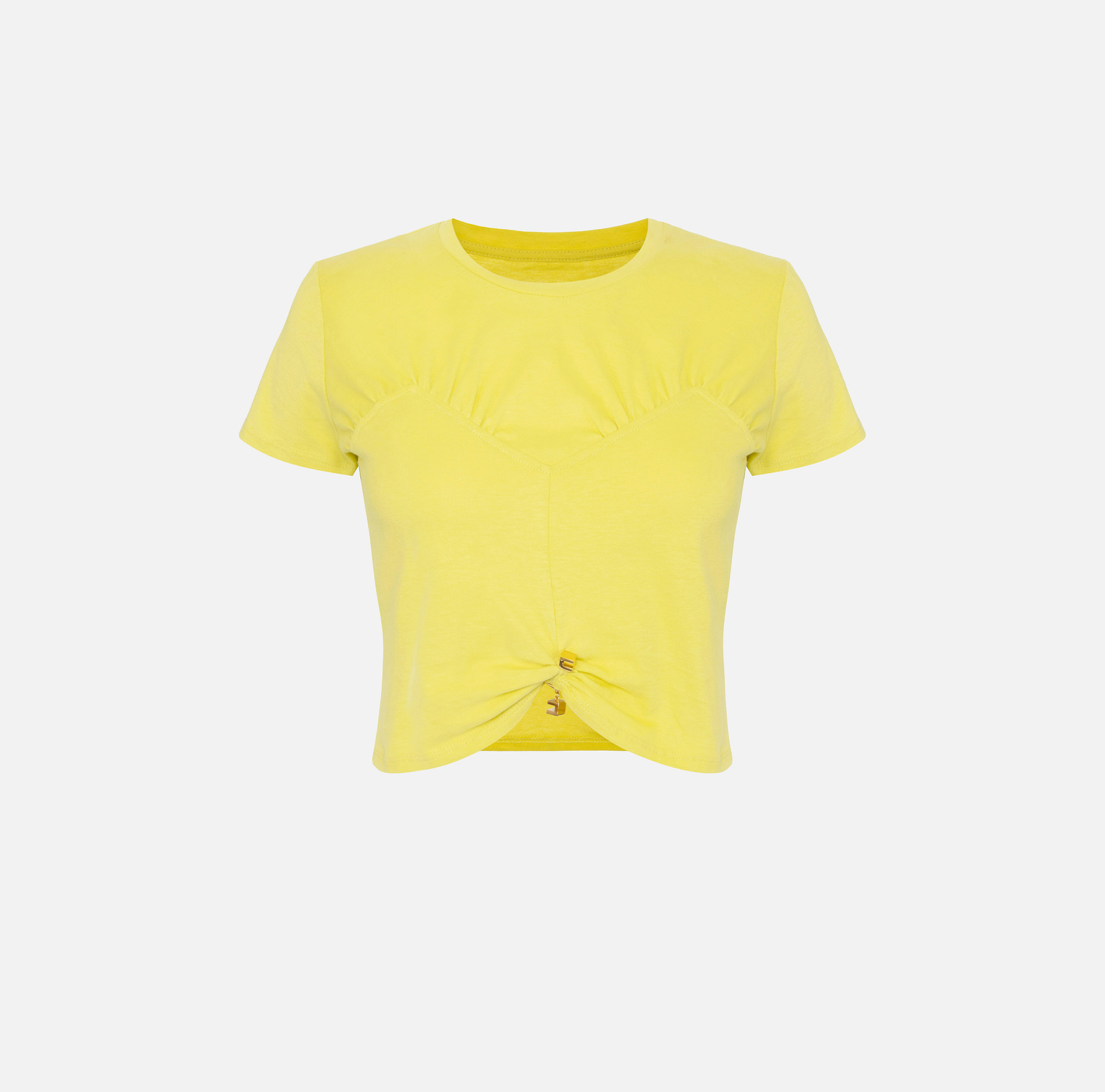 T-shirt cropped en jersey avec fronce | Elisabetta Franchi® Outlet