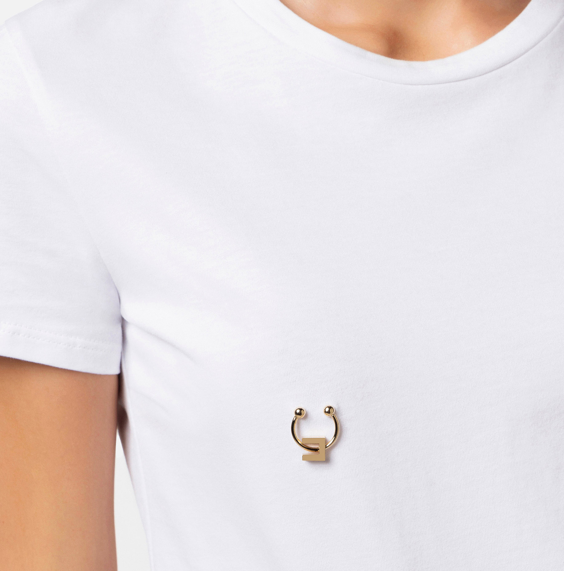 Jersey t-shirt with piercing - Elisabetta Franchi® Outlet