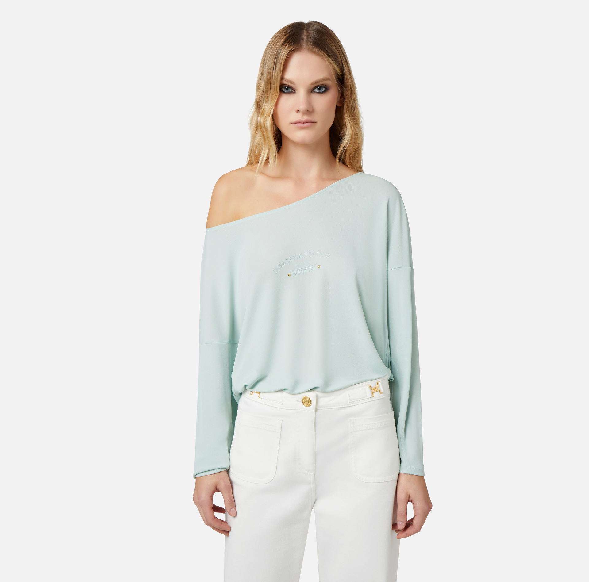 Maglia in jersey con maniche a kimono - Elisabetta Franchi® Outlet
