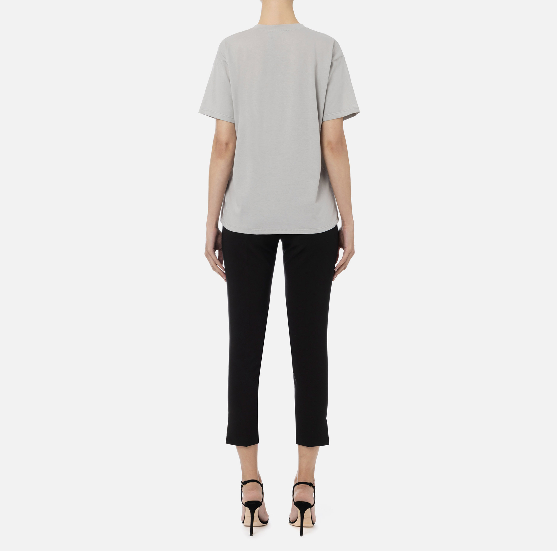 Jersey t-shirt with rubberized logo plaque - Elisabetta Franchi® Outlet