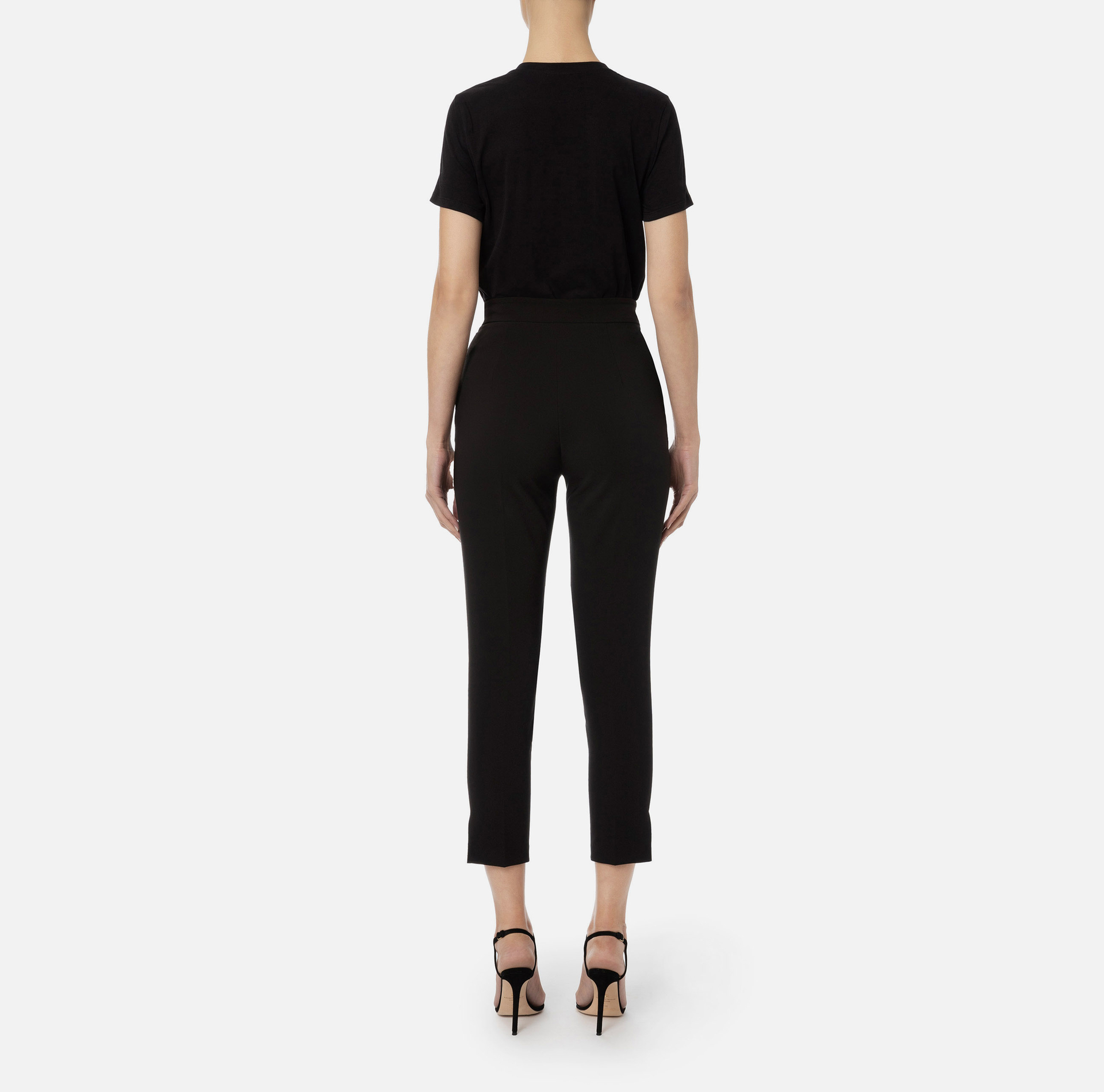 T-shirt in jersey con placca logo in velluto - Elisabetta Franchi® Outlet