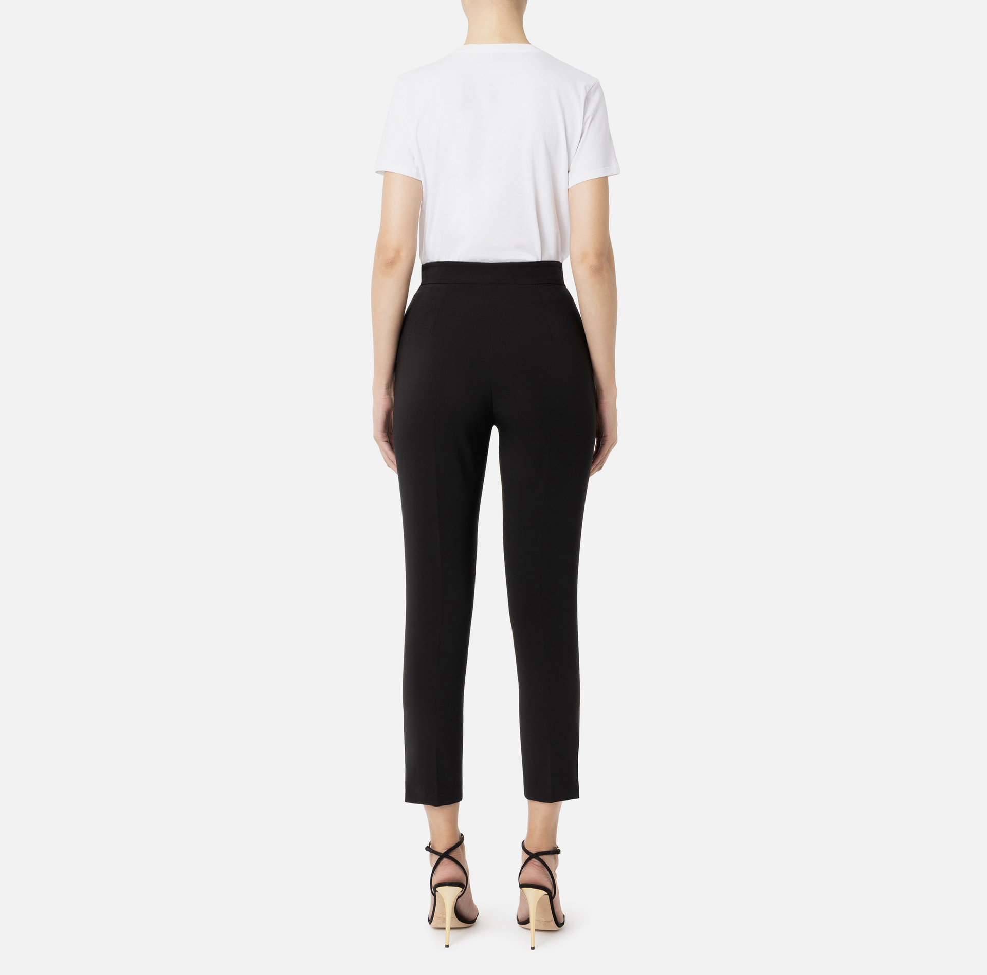 Jersey T-shirt with embroidered organza logo - Elisabetta Franchi® Outlet