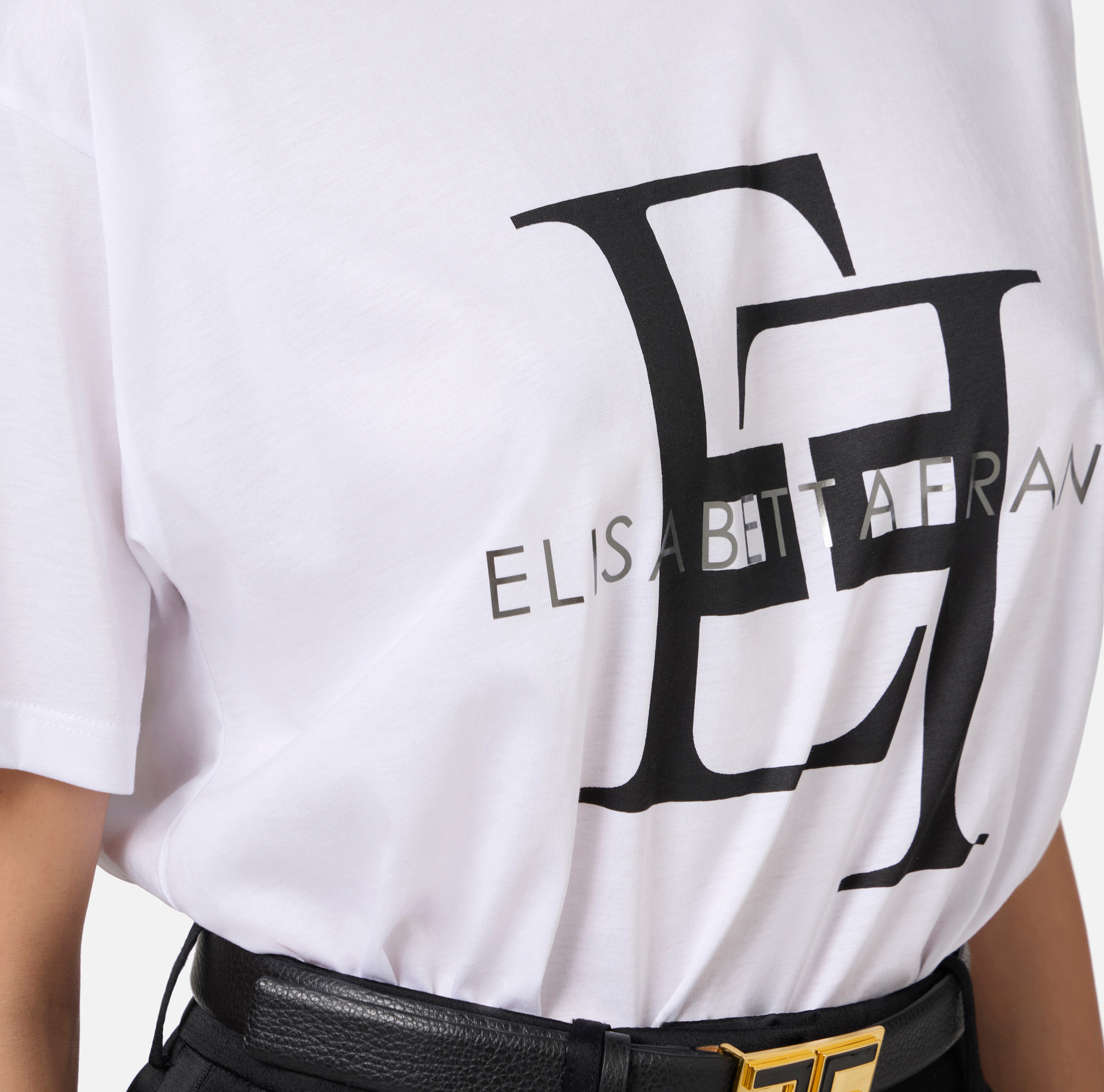 T-shirt in jersey con maxi logo - Elisabetta Franchi® Outlet
