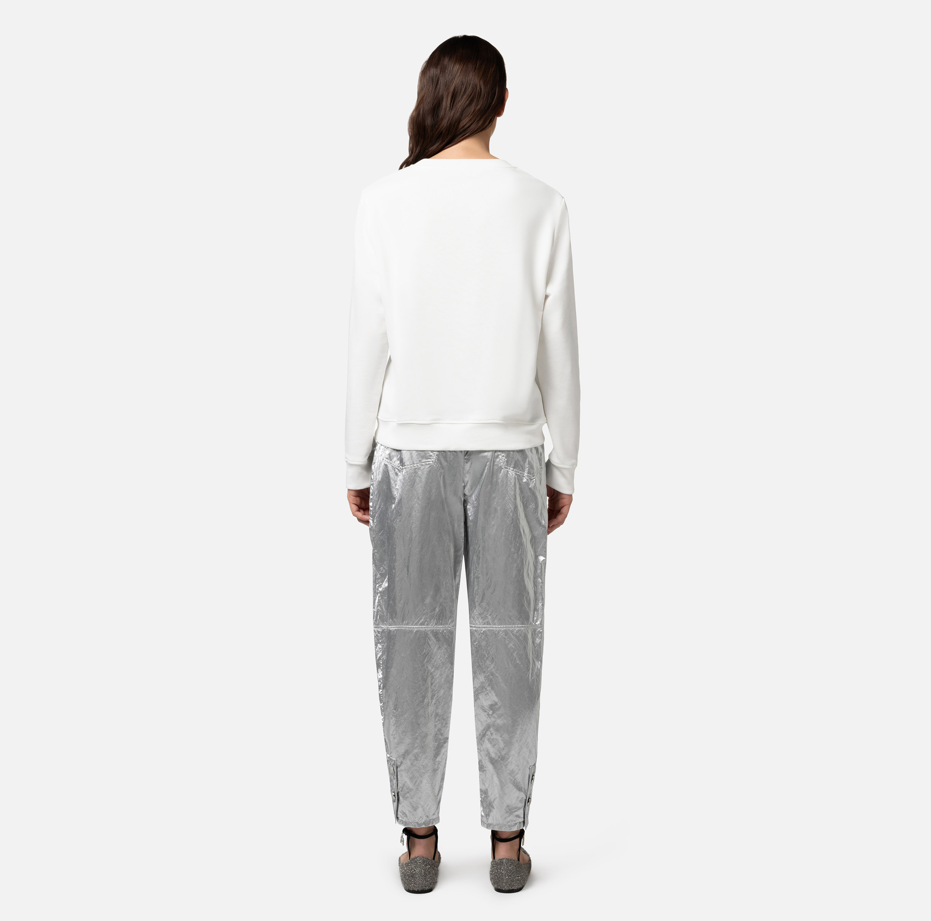 Sudadera de algodón con cuello redondo y logotipo estampado - Elisabetta Franchi® Outlet