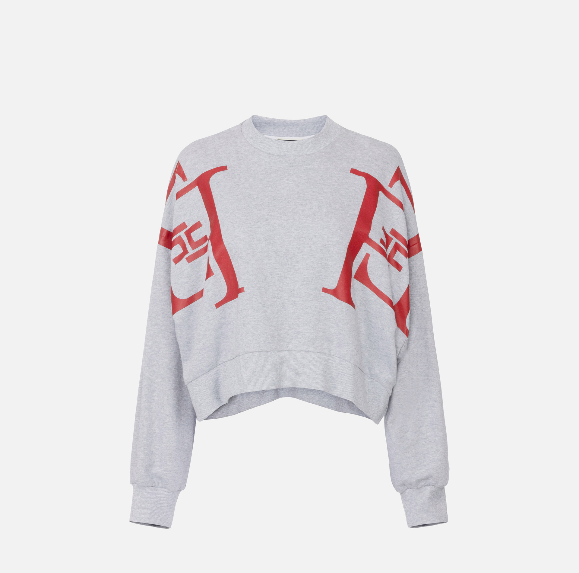 Sweat cropped en coton avec maxi logo - Elisabetta Franchi® Outlet
