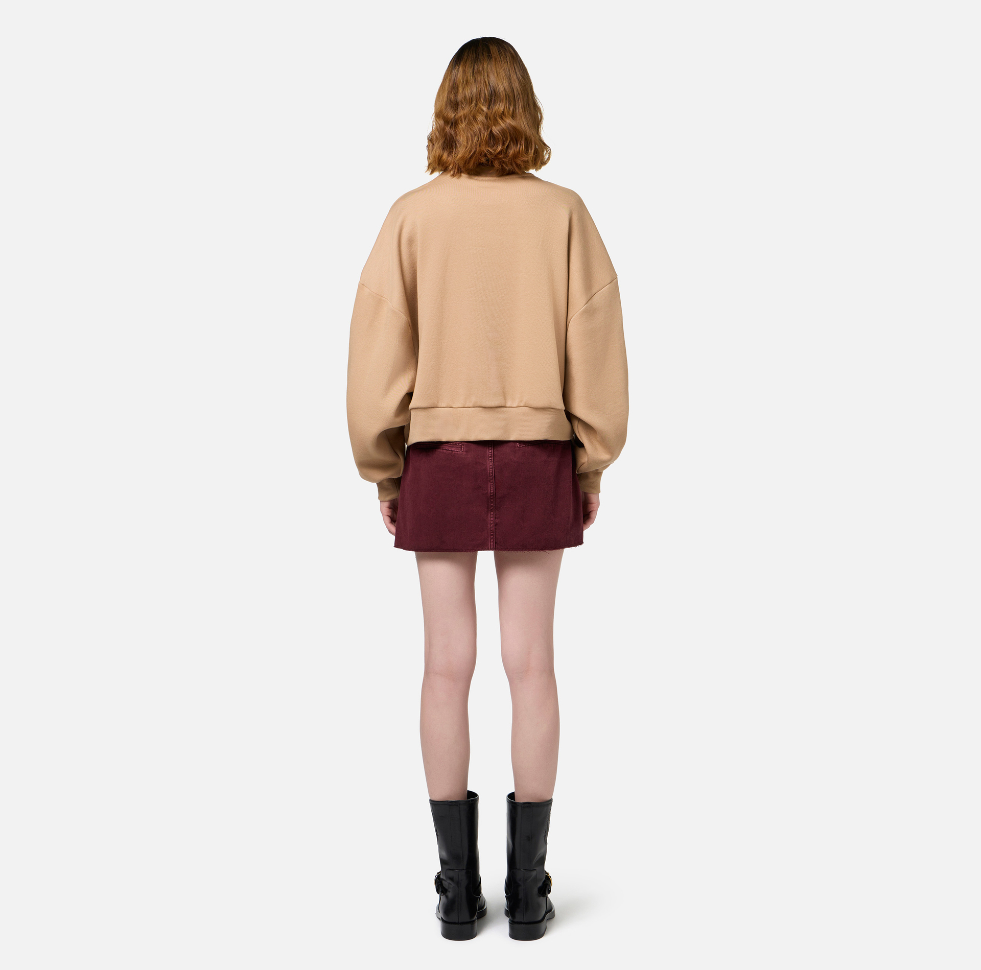 Cropped-Sweatshirt aus Baumwolle mit College-Logo - Elisabetta Franchi® Outlet
