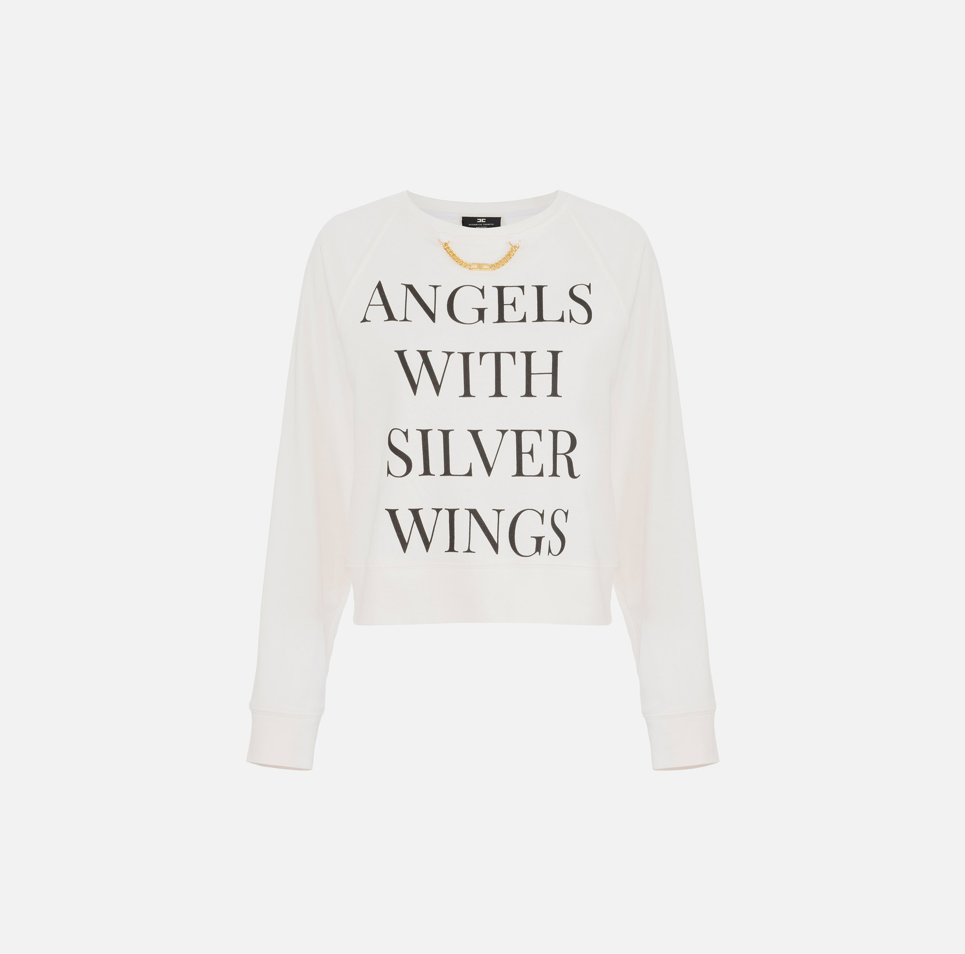 Crew neck cotton sweatshirt with print - Elisabetta Franchi® Outlet