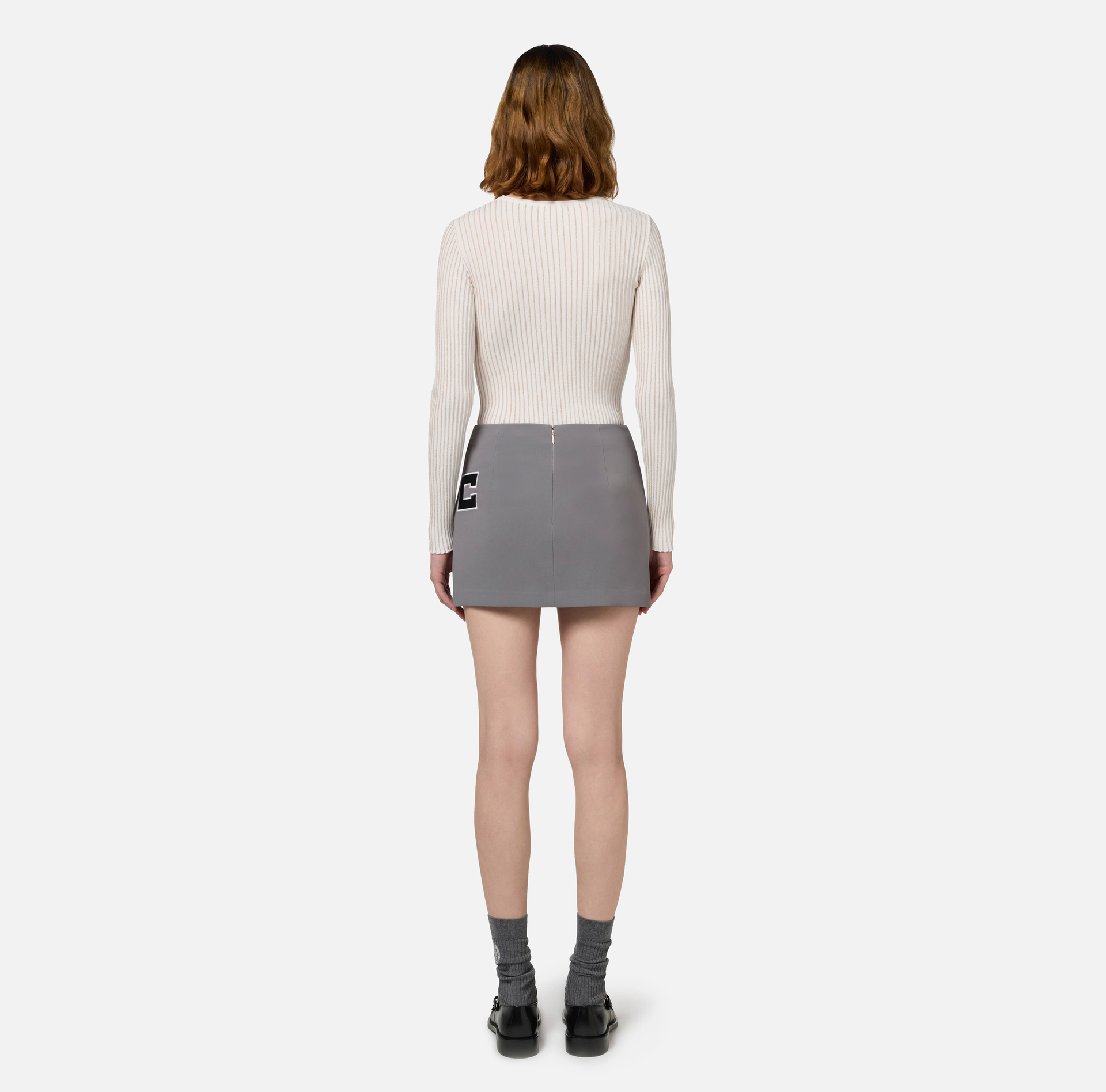 Crew neck shirt in narrow-ribbed lurex and viscose fabric - Elisabetta Franchi® Outlet