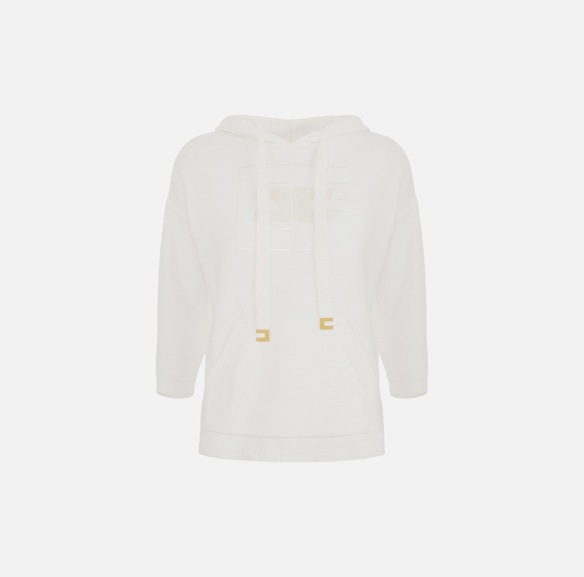 Bouclé cotton sweatshirt with logo | Elisabetta Franchi® Outlet