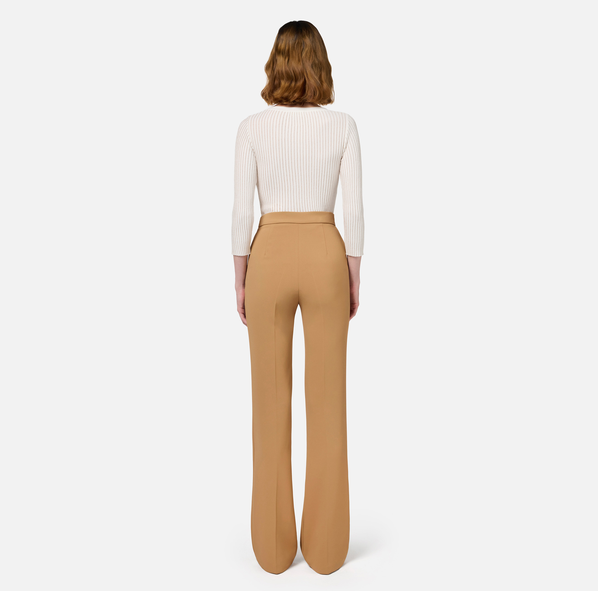 Maglia scollo a V in viscosa e lurex a costine | Elisabetta Franchi® Outlet