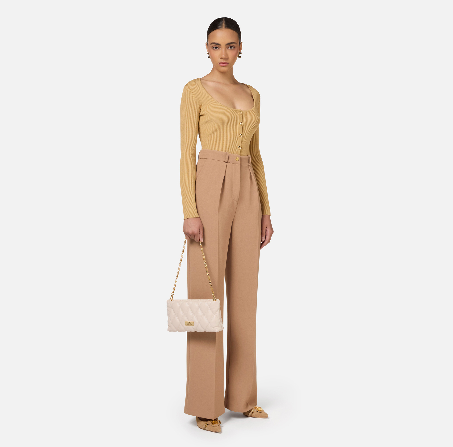 Cárdigan de viscosa con efecto plisado | Elisabetta Franchi® Outlet