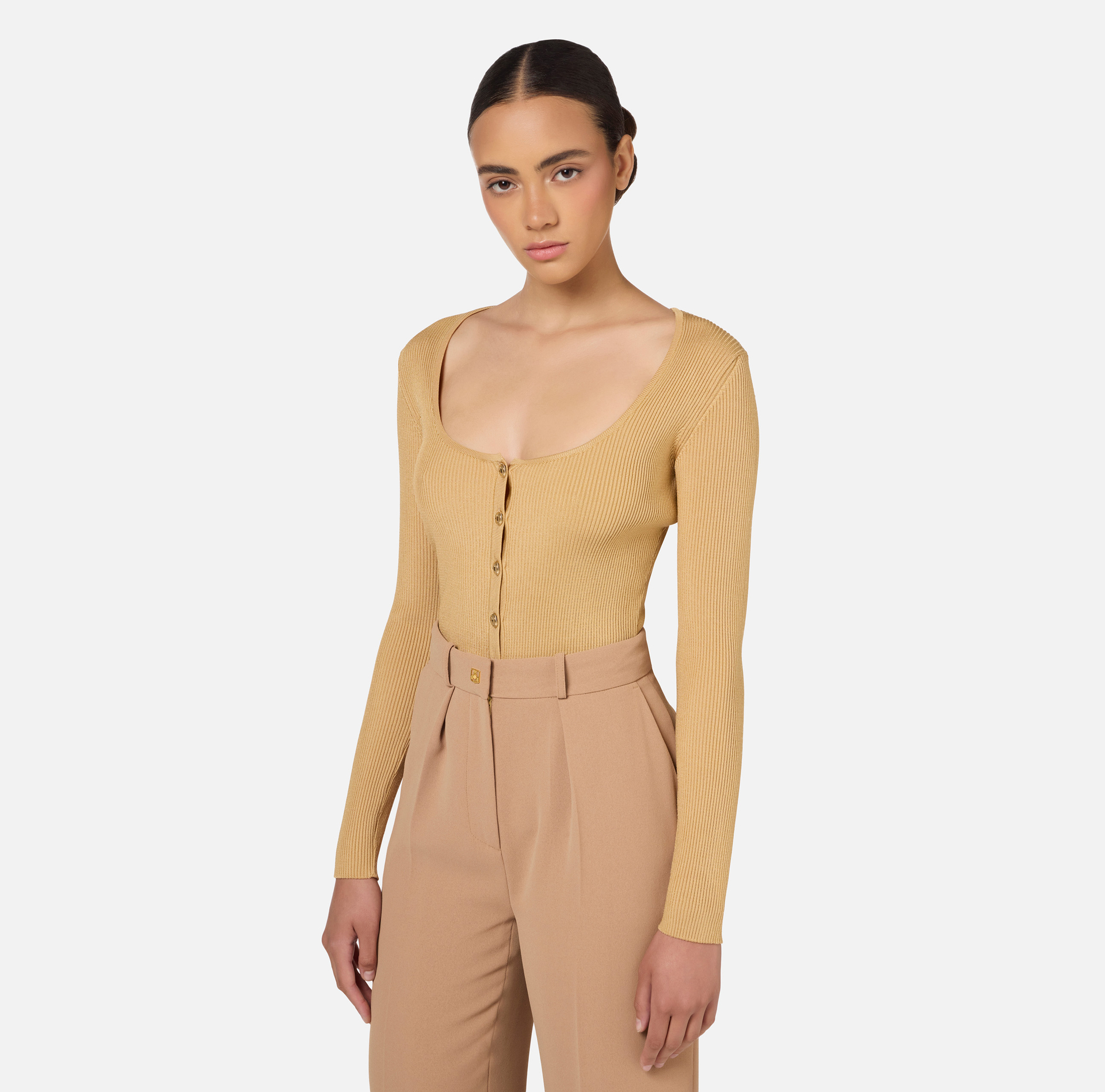 Cárdigan de viscosa con efecto plisado - Elisabetta Franchi® Outlet