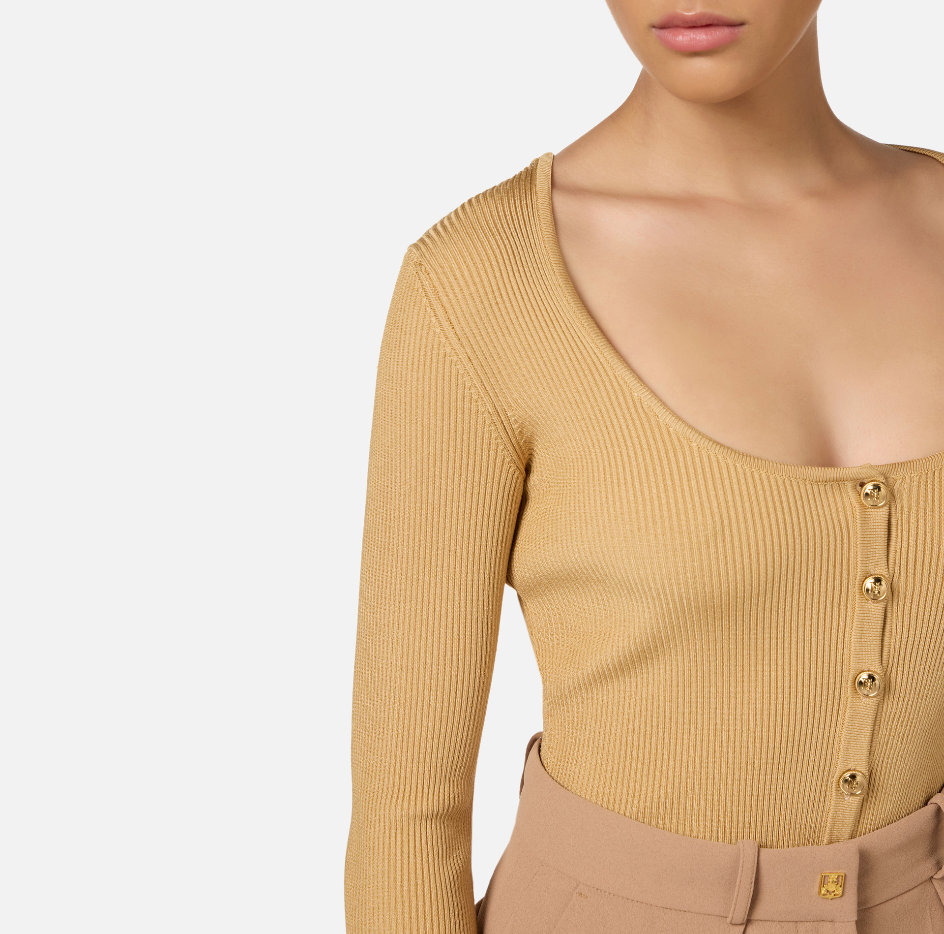Cárdigan de viscosa con efecto plisado - Elisabetta Franchi® Outlet